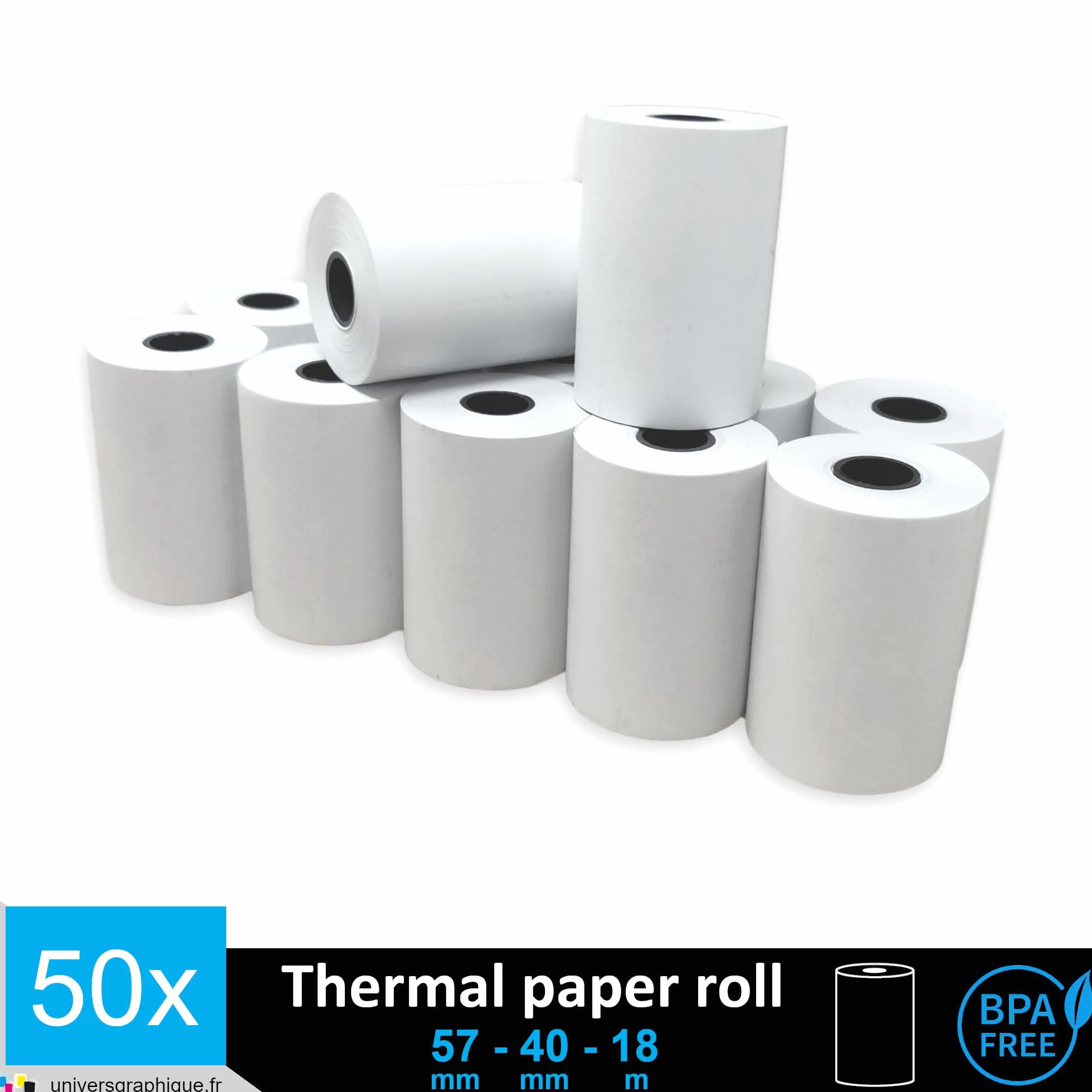 Bobines Carte Bancaire Thermique TPE 57 x 40 x 12 mm Sans Bisphénol A
