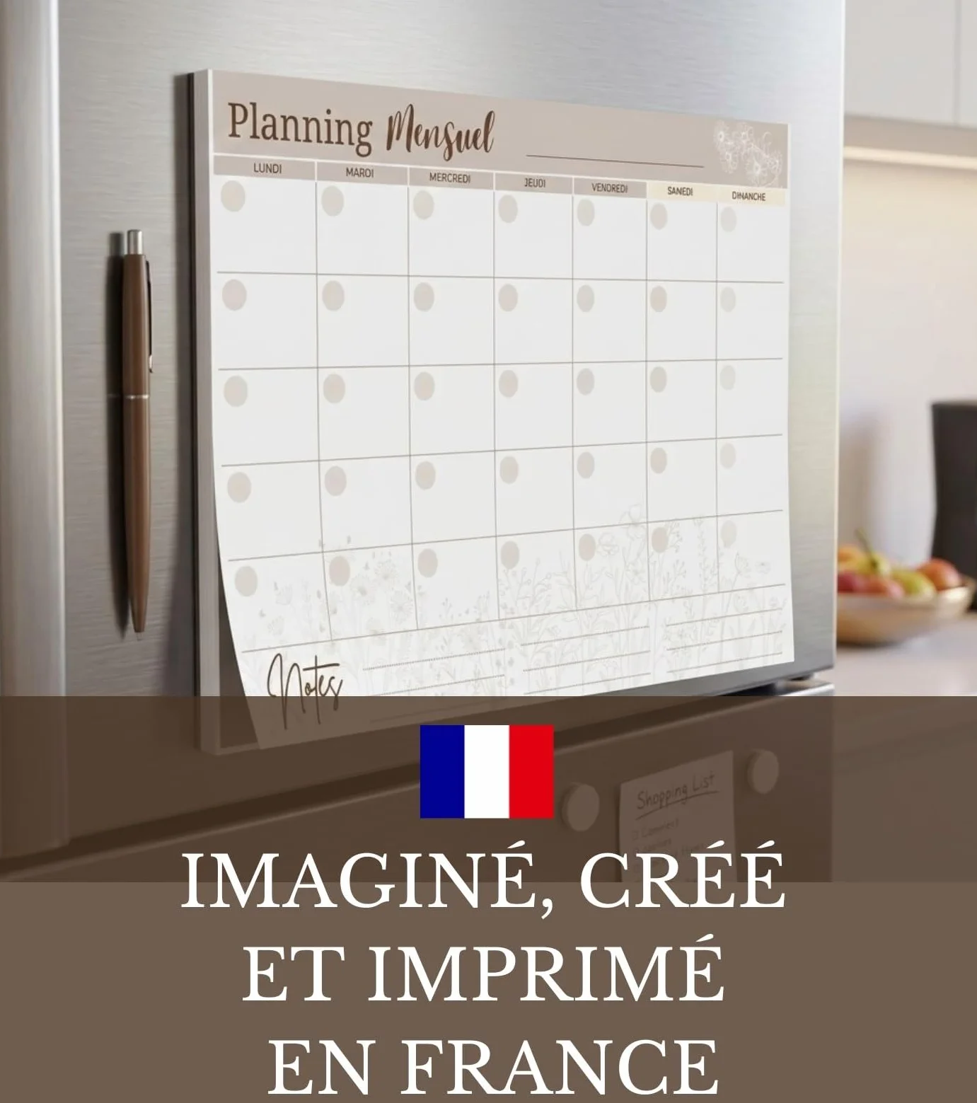 Planning Mensuel Magnétique Papier 25 Feuilles Sans Date Organisation Frigo Agenda Familial Fabriqué en France