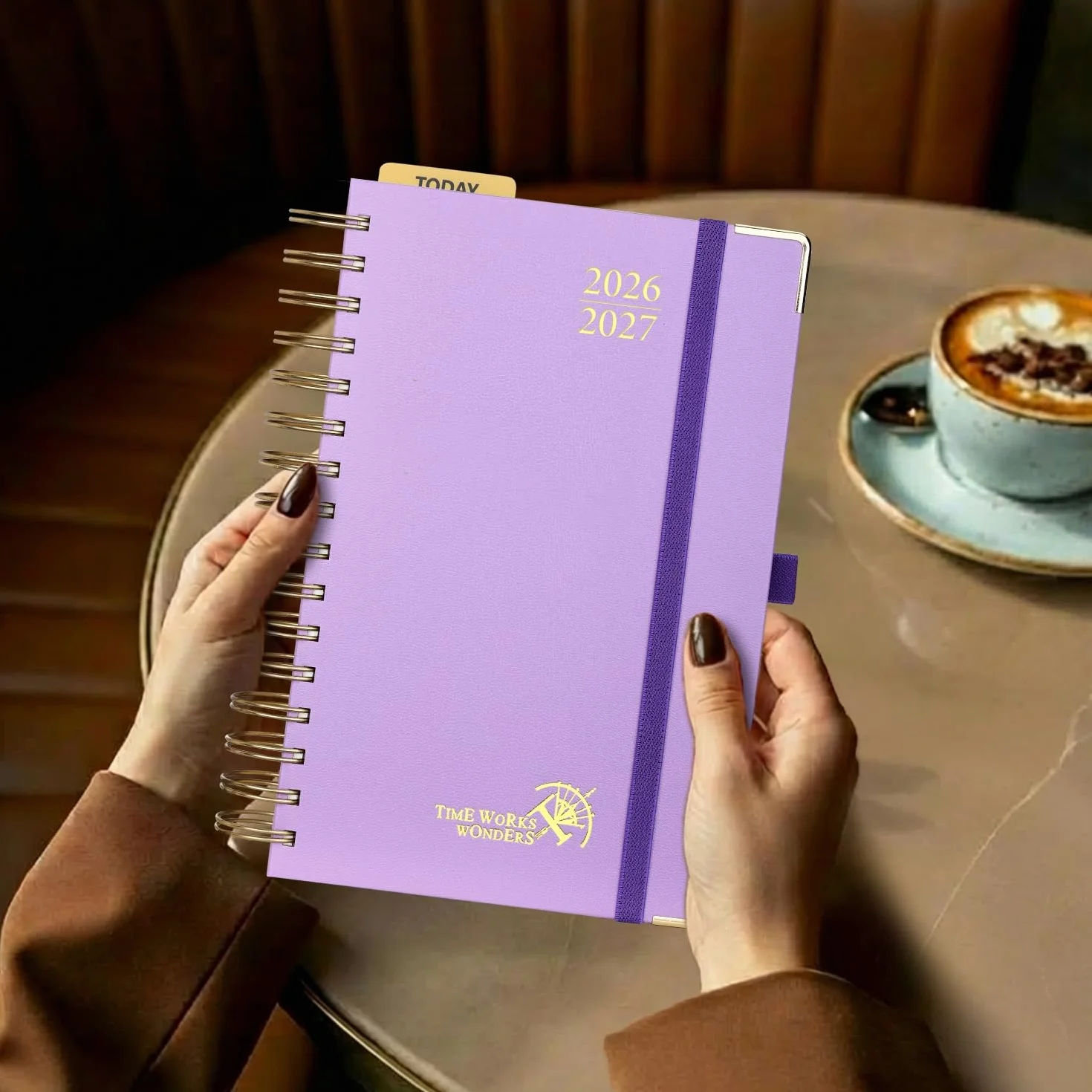 POPRUN Agenda 2026 2027 Journalier A5 21,5 x 14,5cm 1 Page par Jour Couverture Rigide Spirale Vert Minuit
