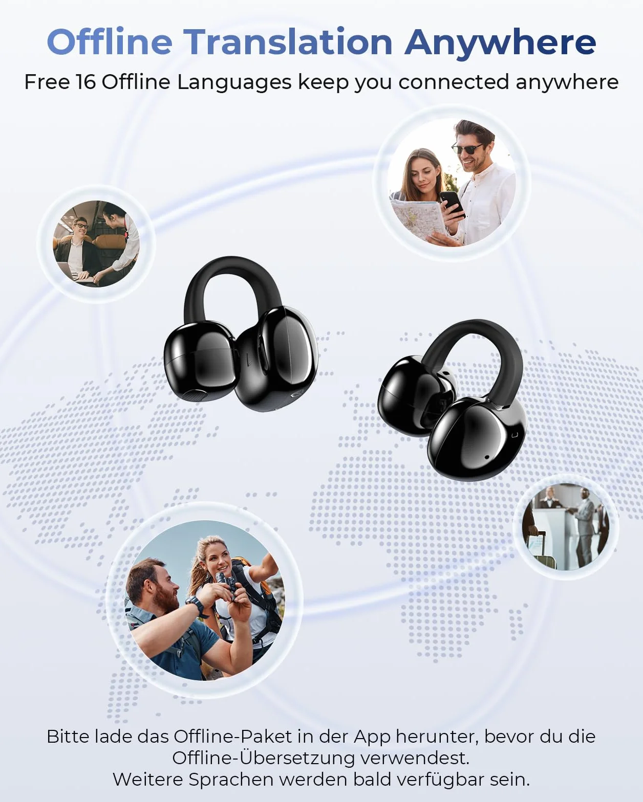 Kentfaith AI Écouteur Traducteur Instantané 150 Langues Bluetooth 6.0 Noir