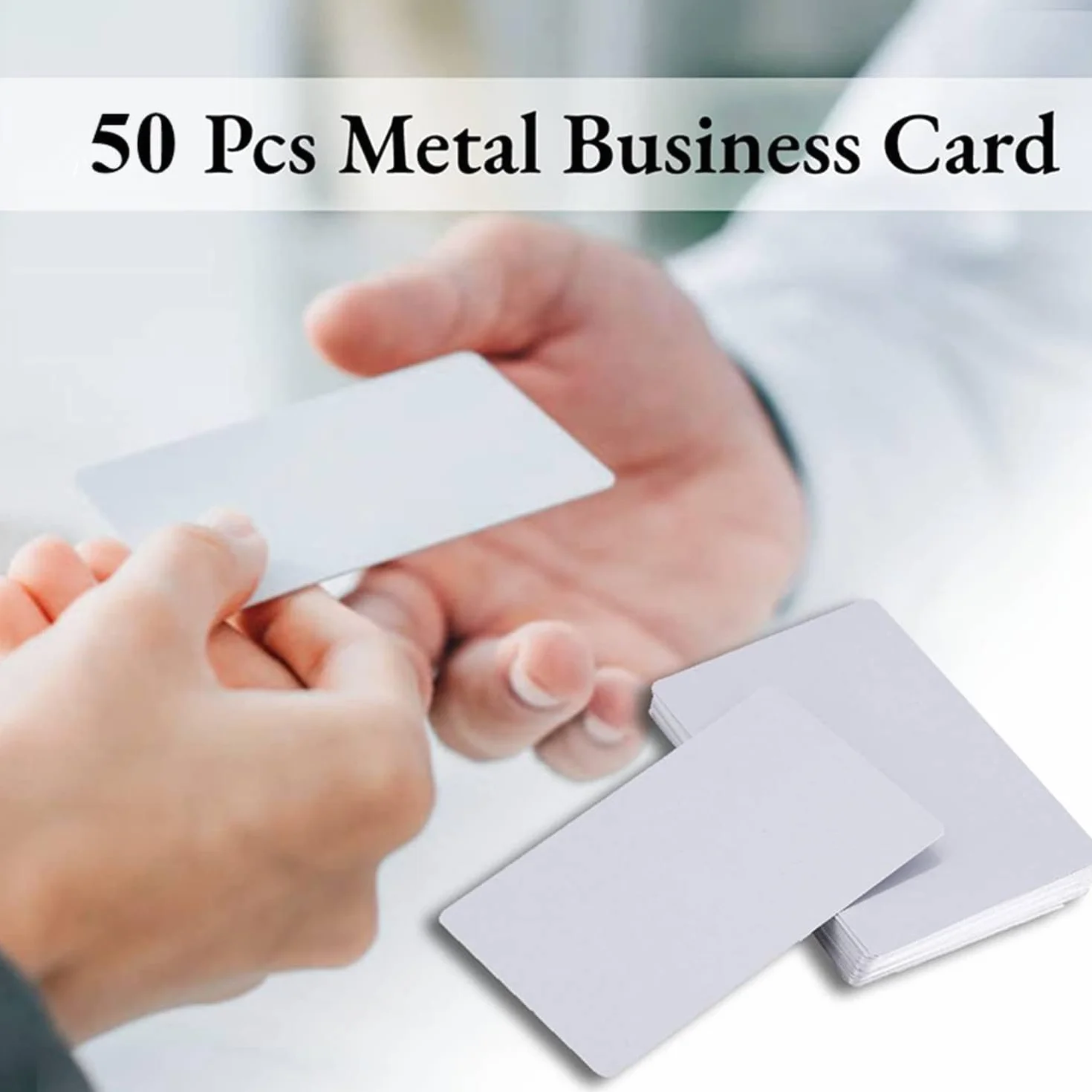 Cartes de visite en métal Fyearfly, 50 vierges, papier sublimation étanche, argent