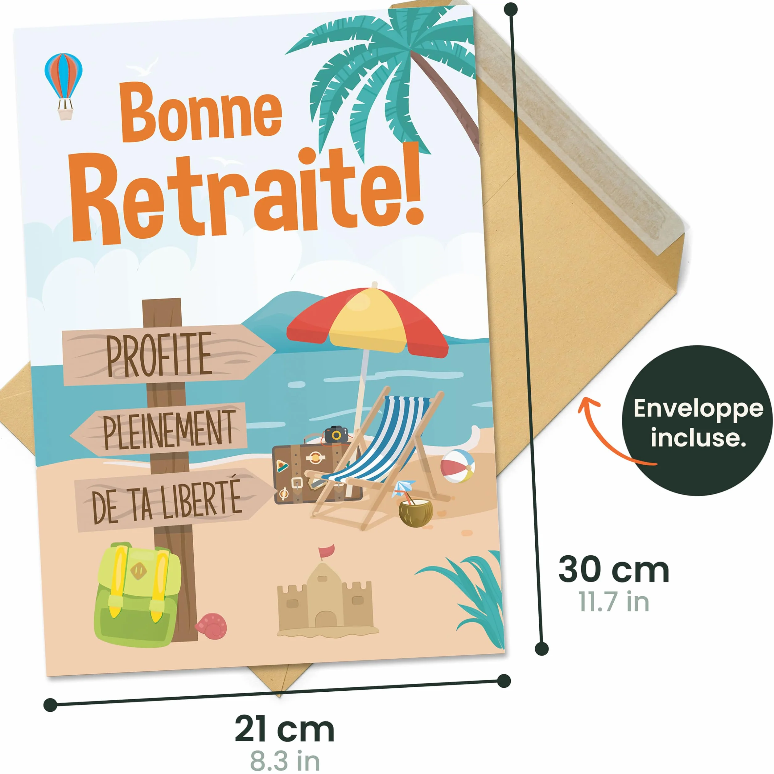 CONTRAXT Carte Joyeuse Retraite 42x30 cm Grande carte de signatures Cadeau original pour collègues