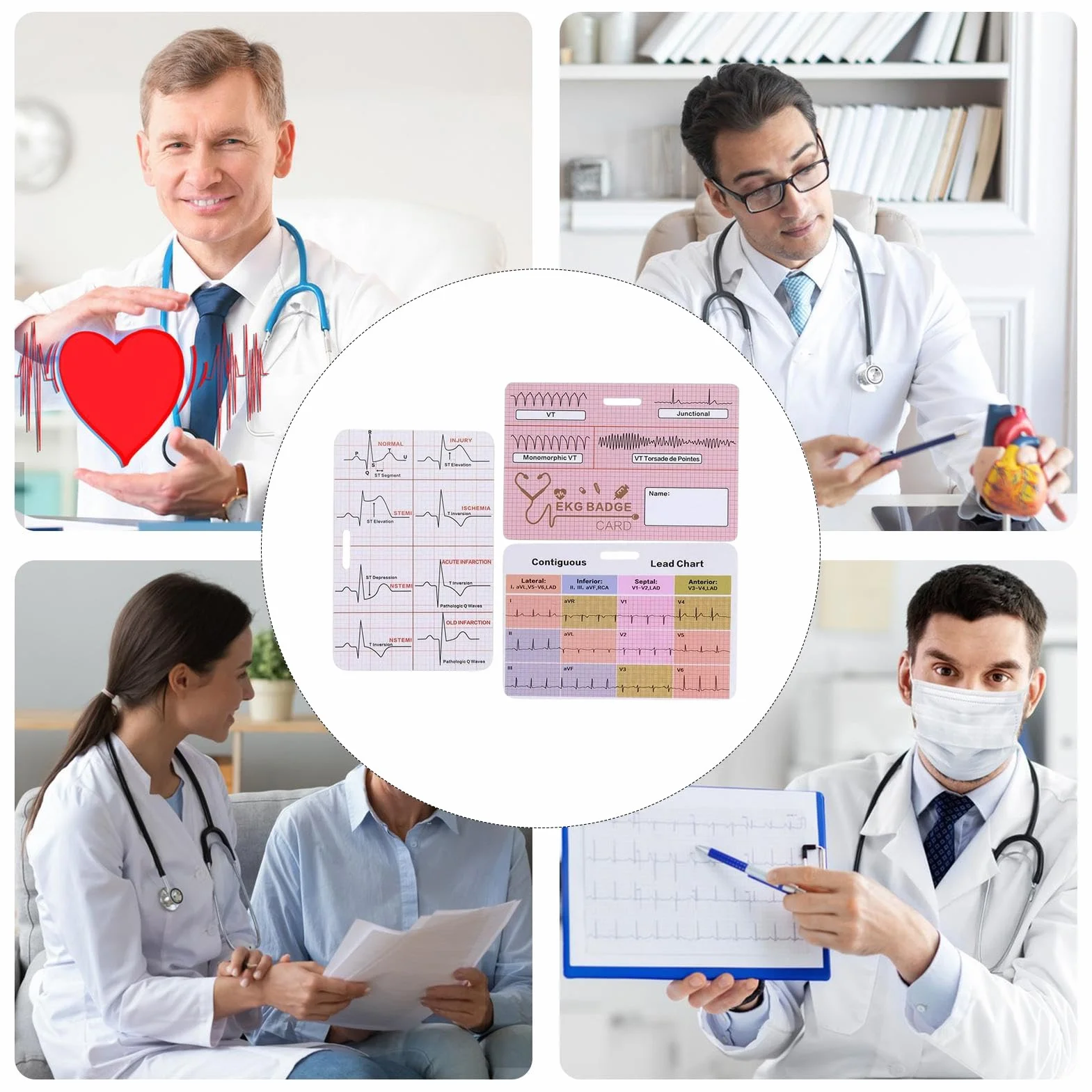 Carnet d'interprétation ECG - Carte de poche ECG, 3 accessoires pour clinique