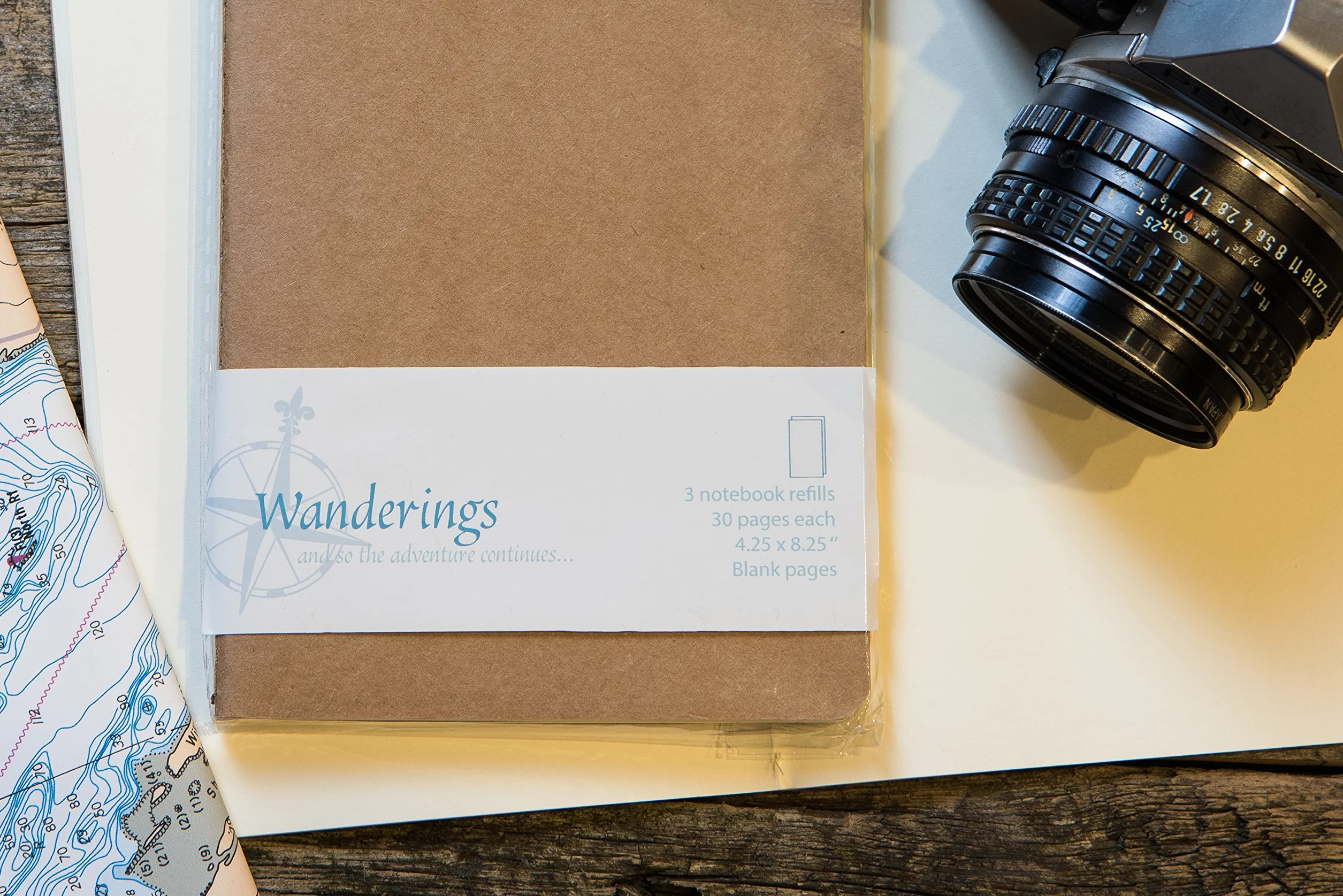 WANDERINGS Inserts Carnet de Voyage 11 x 21 cm Papier Vierge Ensemble de 3 Recharges Journal