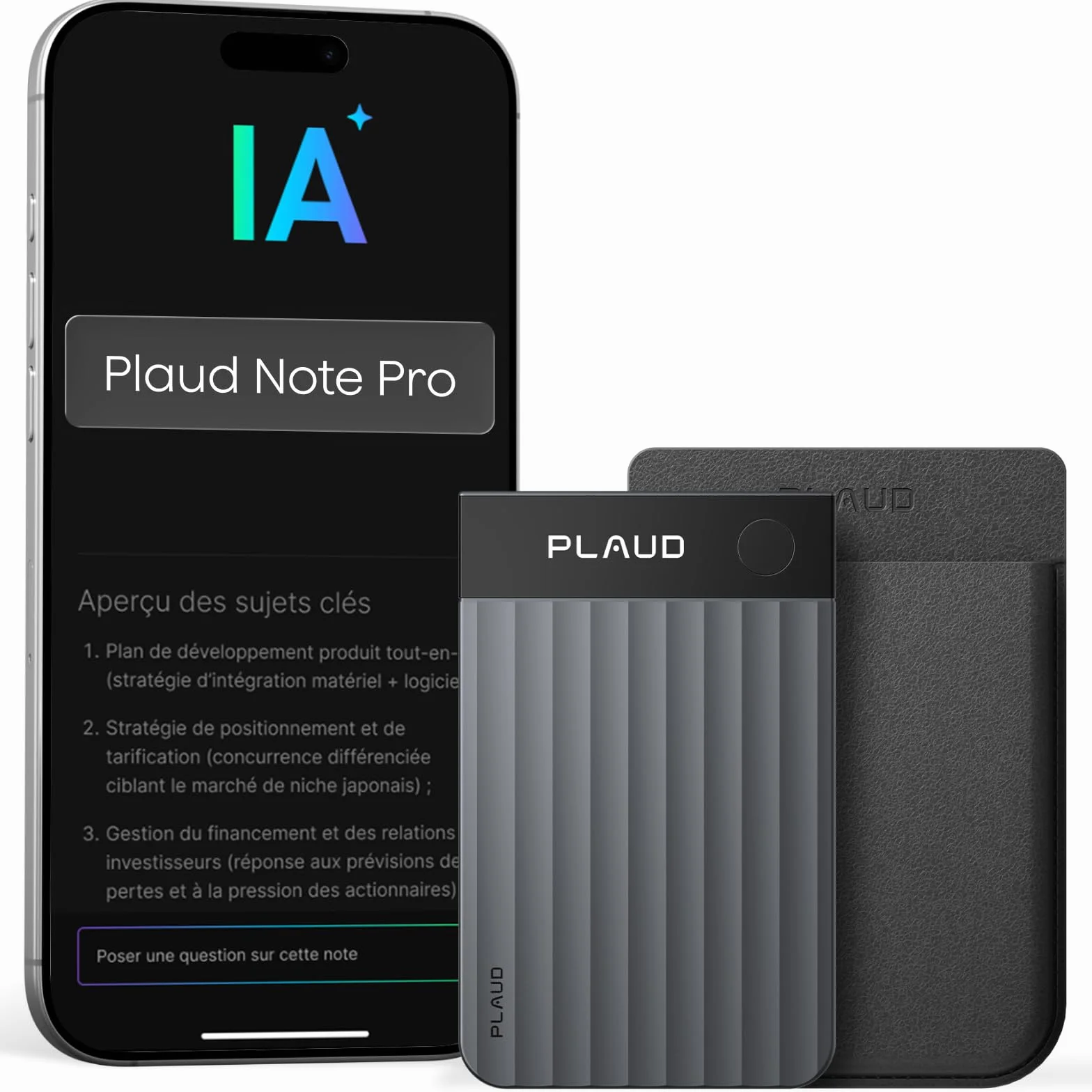 Plaud Note Pro Enregistreur Vocal IA Dictaphone Numérique avec Transcription, Résumé IA, 50h d'Enregistrement