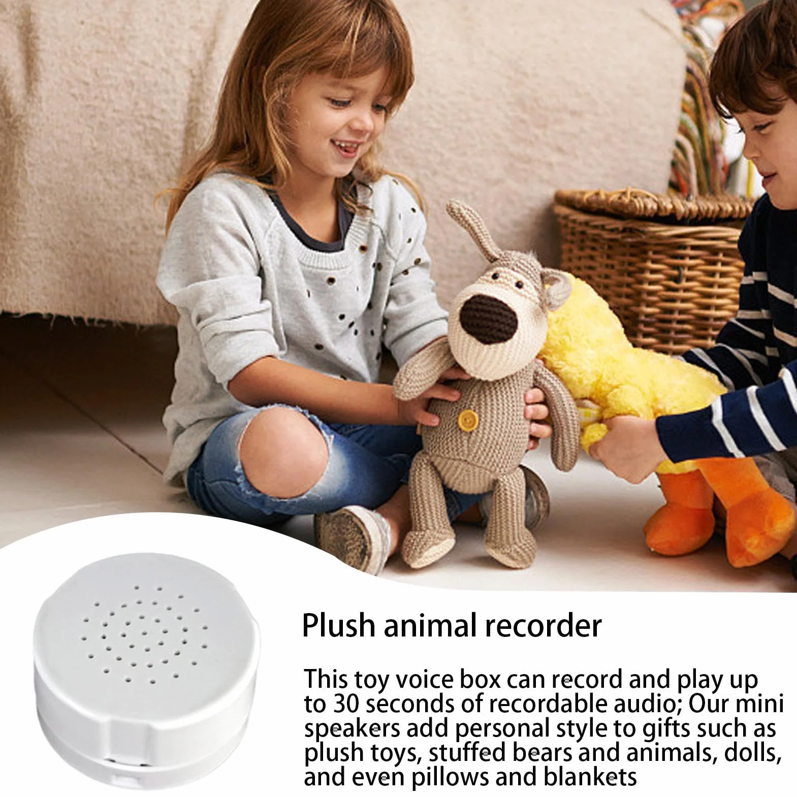 Boîte à Son Enregistrable, Enregistreur Vocal avec Message Personnalisé pour Jouet en Peluche
