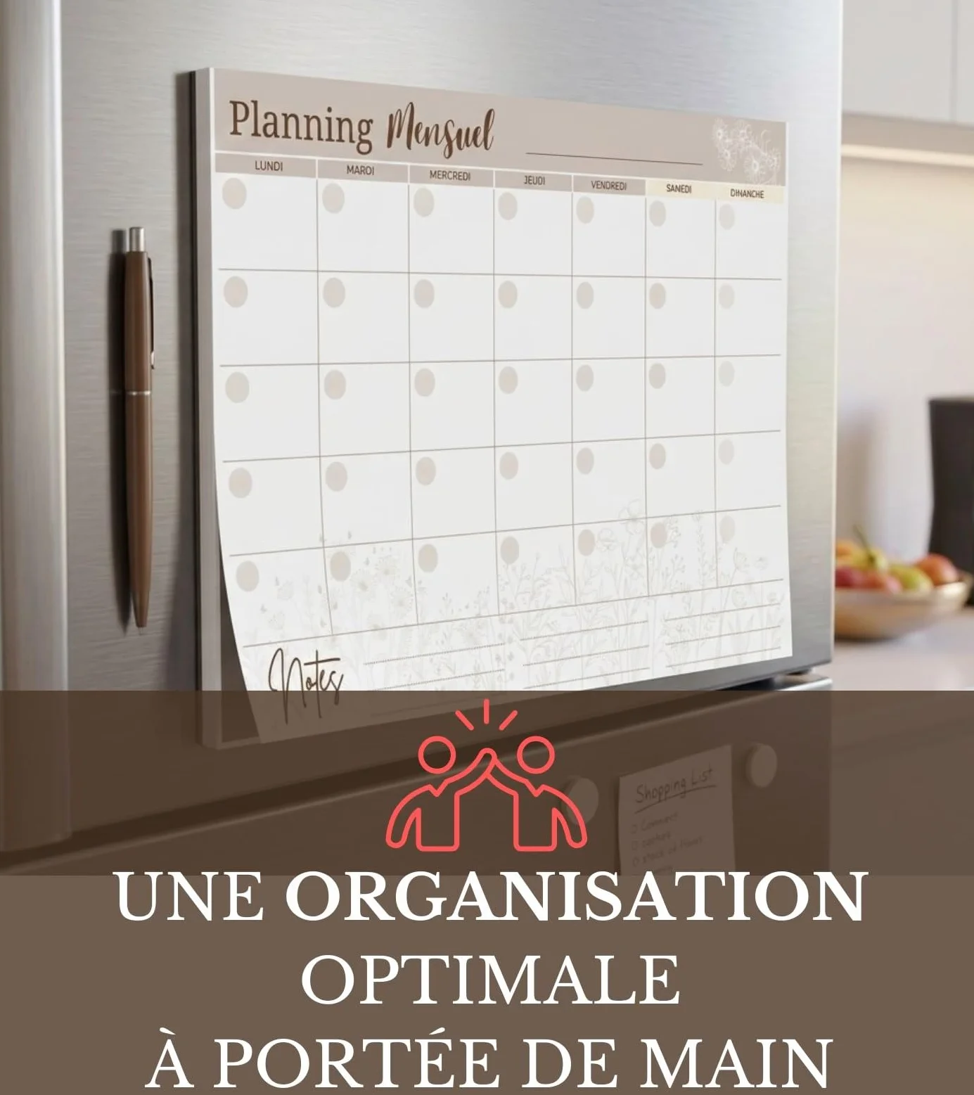 Planning Mensuel Magnétique Papier 25 Feuilles Sans Date Organisation Frigo Agenda Familial Fabriqué en France