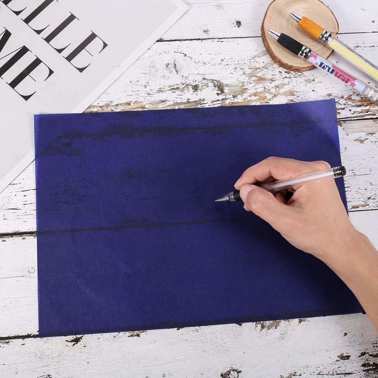 Papier carbone A4 bleu Lot de 100 feuilles pour bricolage artisanat bois toile verre céramique