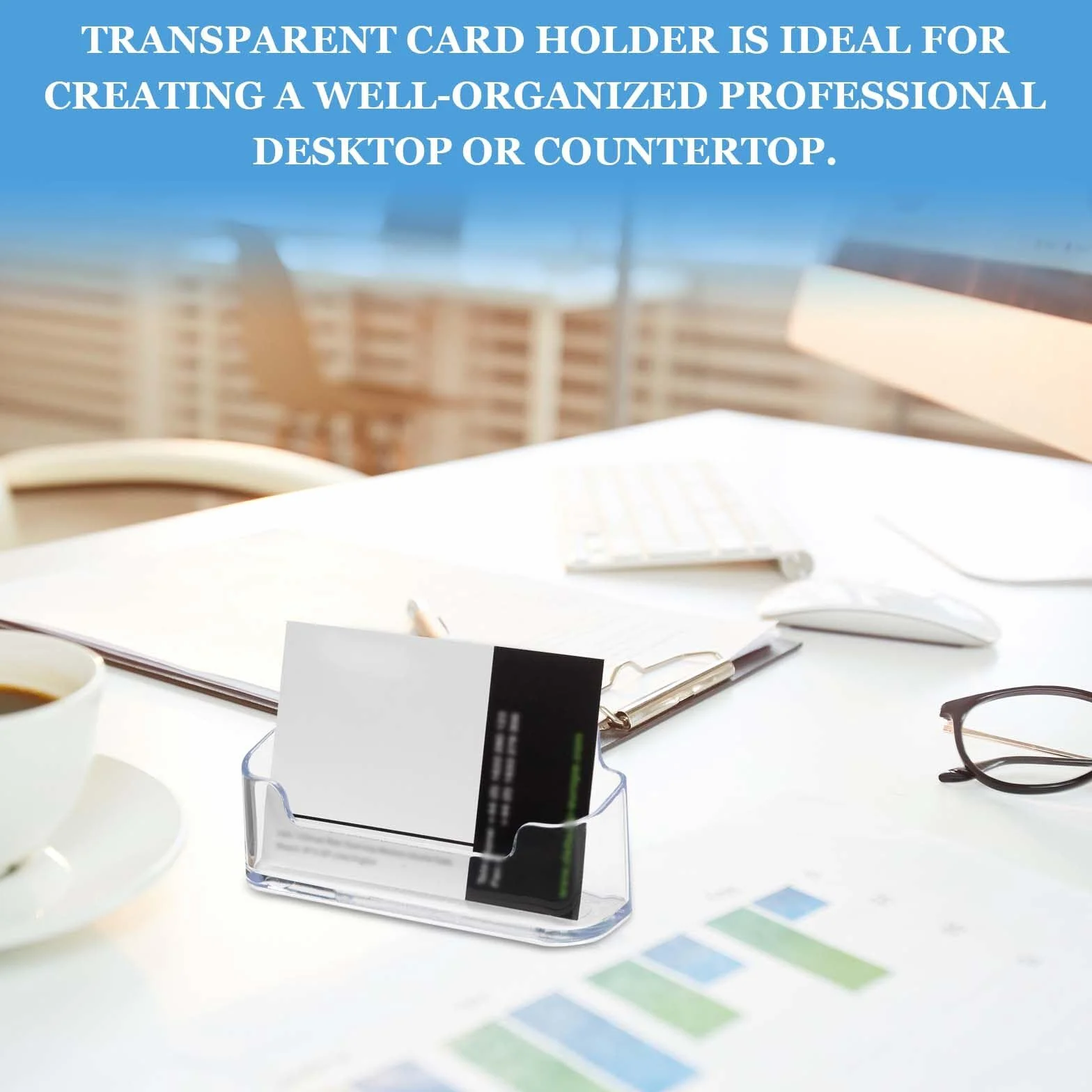 Lot de 10 Porte-Cartes de Visite en Acrylique Transparent - Support de Table pour Bureau