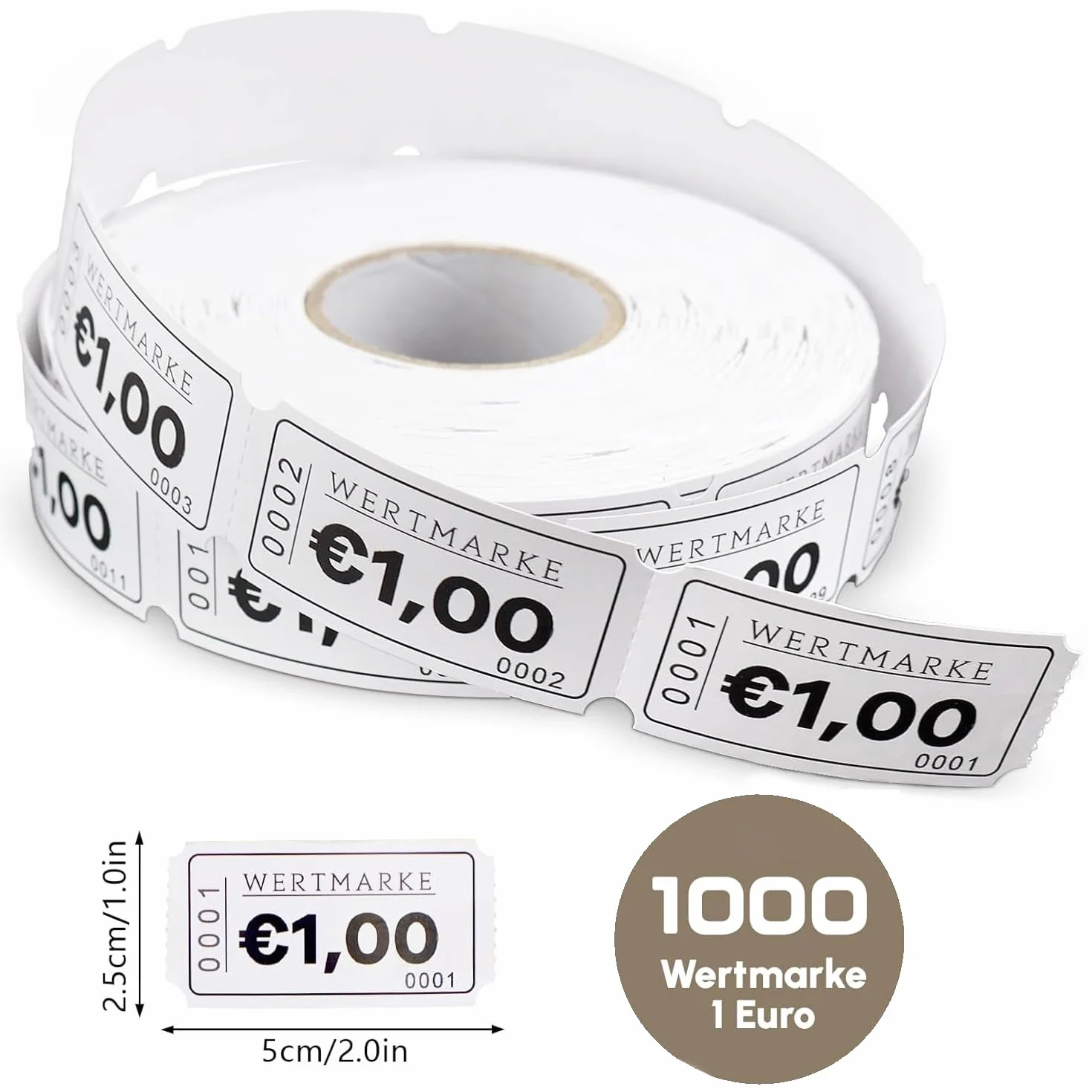 Rouleau de Jetons 1000 pcs Jetons Buvette de Valeur Déchirable Ticket Repas Alimentation à Numéro Consécutif