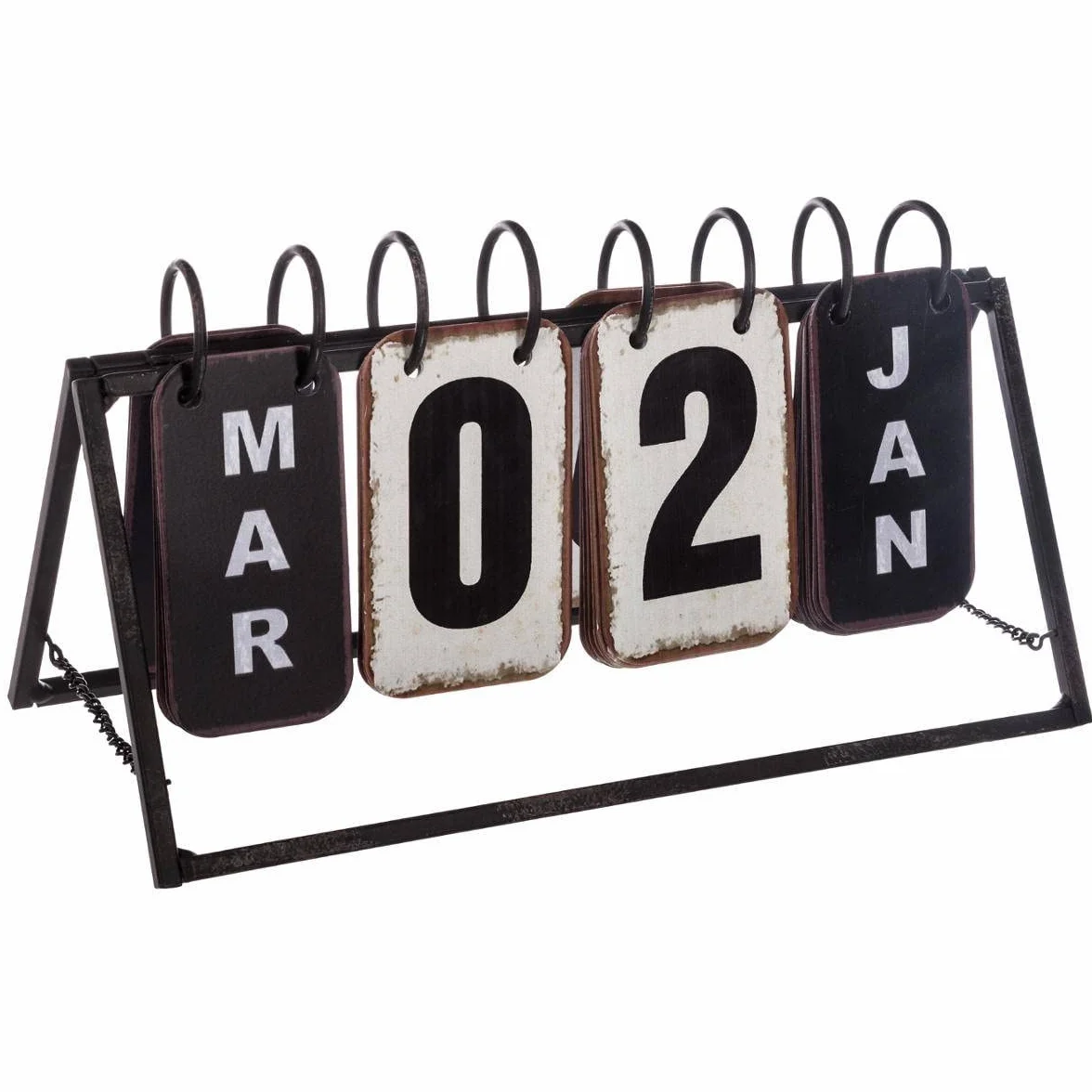 Atmosphera Calendrier Vintage métal noir et blanc 27x15 cm