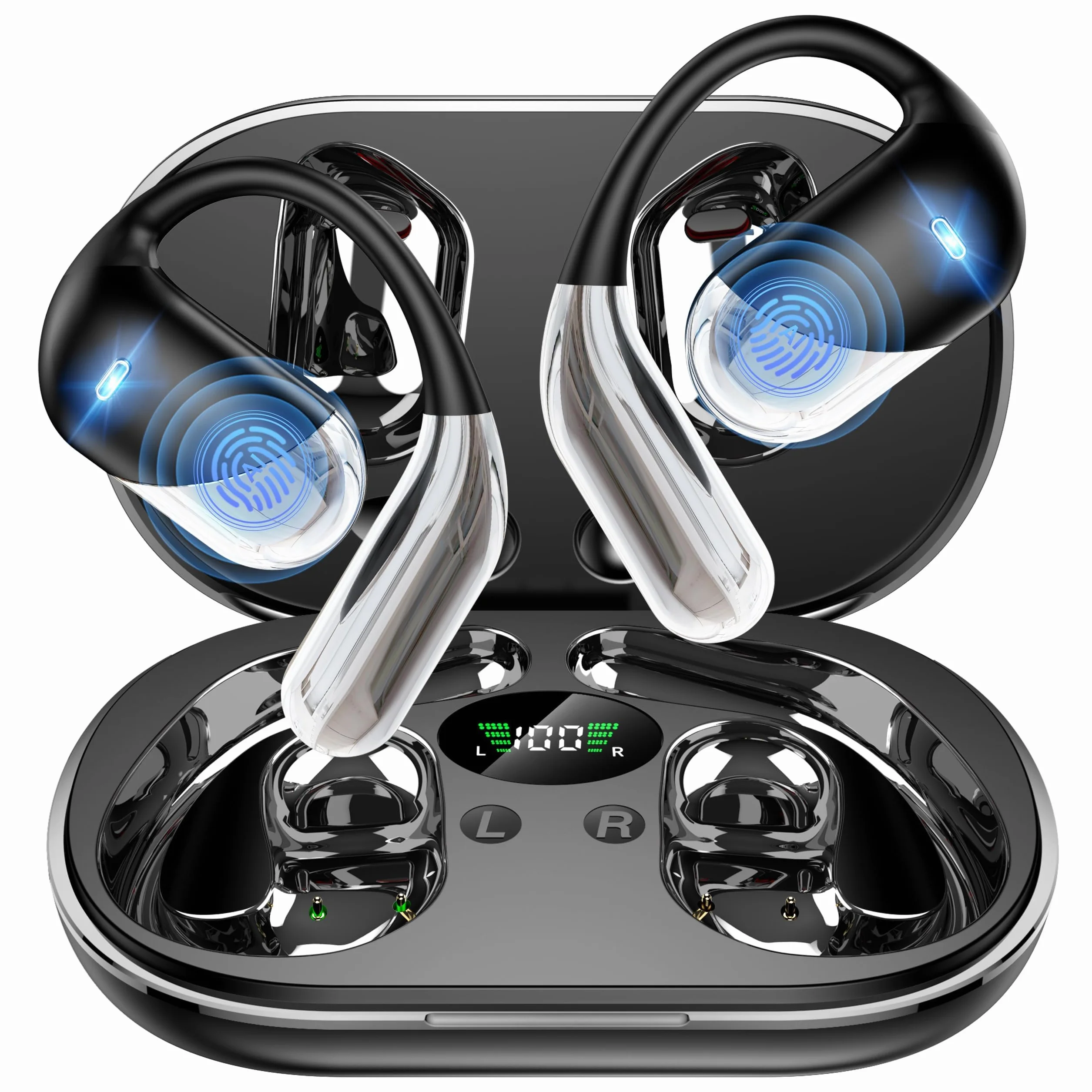 Oreillette de Traduction Instantanée 3 en 1, Bluetooth 6.1, 198 Langues, 80 Heures Autonomie