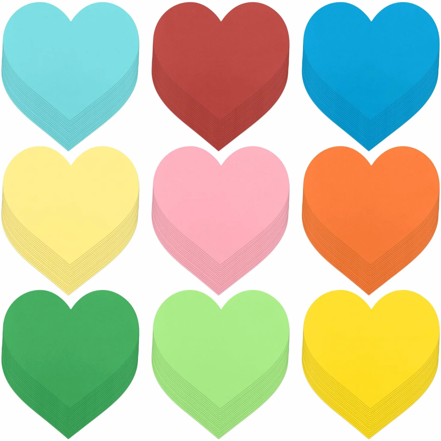 Cœurs Papier Découpés 144pcs Forme Amour 9 Couleurs Carton Grands Die-Cuts Décorations Saint-Valentin