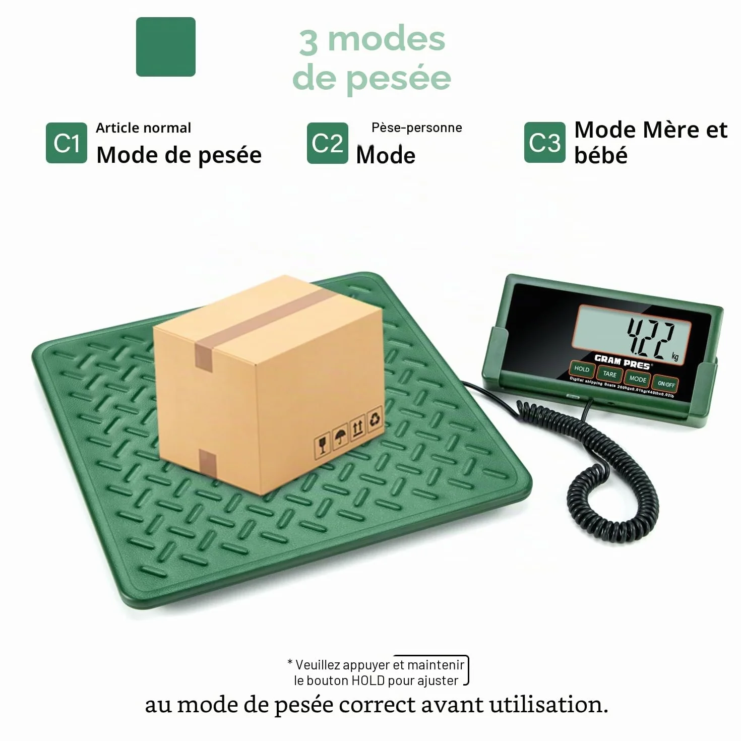 Balance postale numérique GRAM PRES 10 g, plate-forme en alliage d'acier, fonction maintien et tare