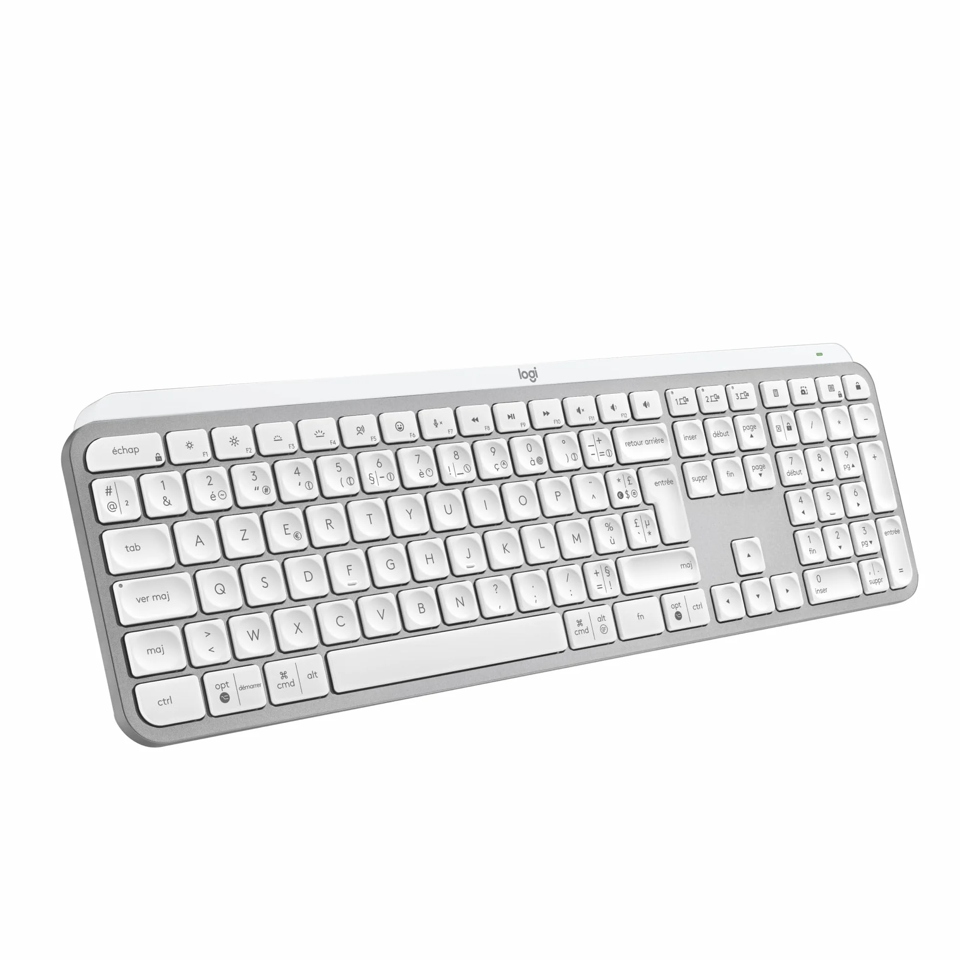 Logitech MX Keys S Clavier sans Fil Rechargeable USB-C Silencieux Rétroéclairé Bluetooth AZERTY Français Pale Grey