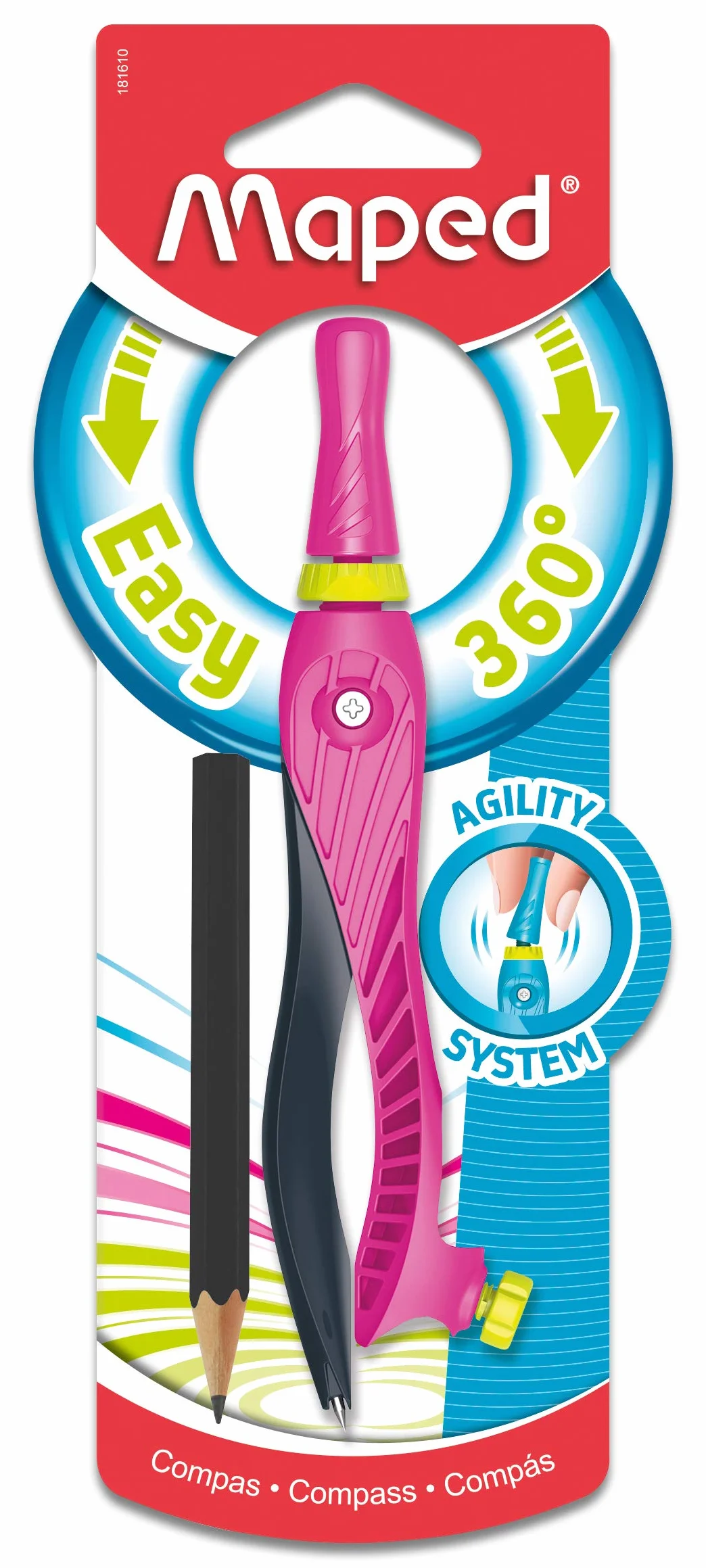 Maped Compas Scolaire Kid'Z 360° Agility pour Enfant Débutants dès 6 Ans