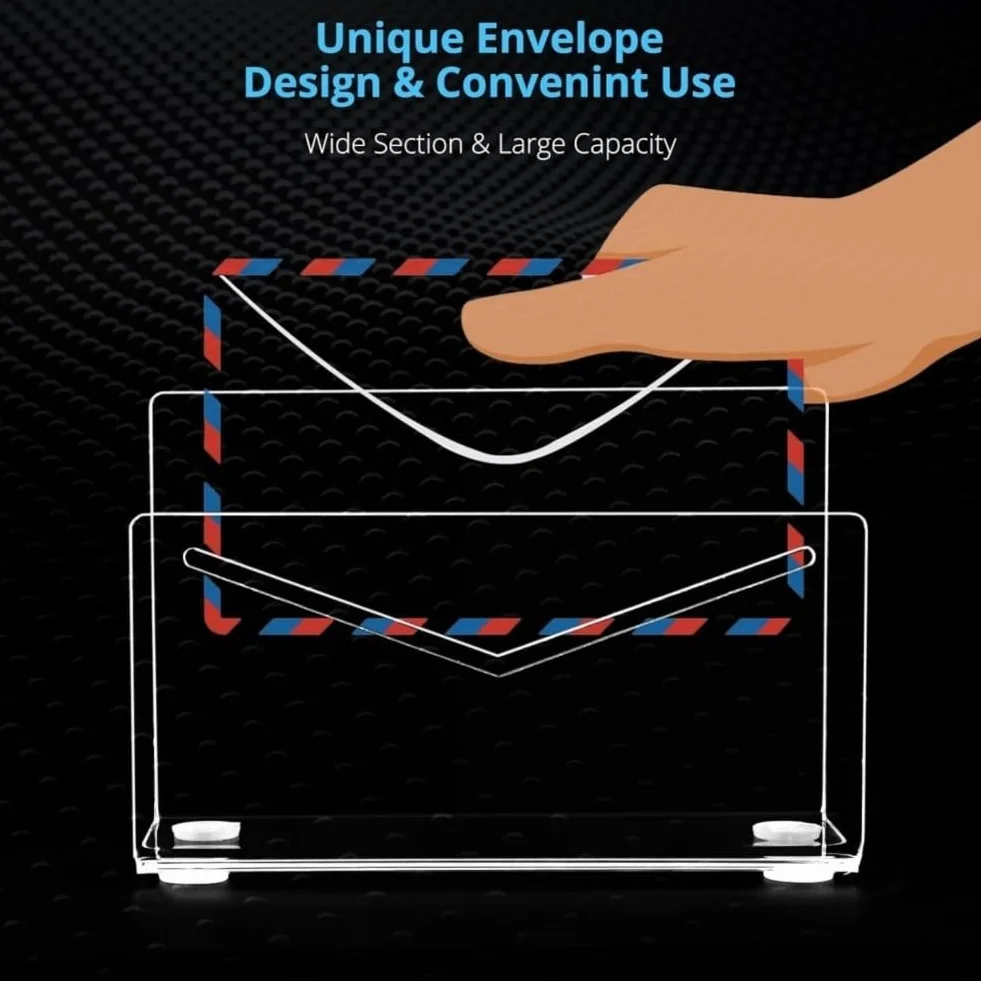 Organiseur de courrier acrylique transparent porte-lettres design compact