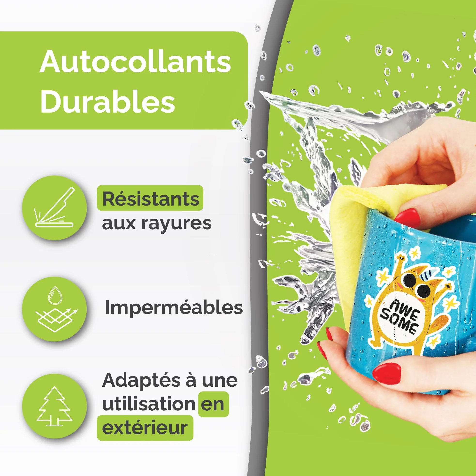 Papier autocollant vinyle imprimable blanc mat résistant à l'eau Lot de 34 feuilles