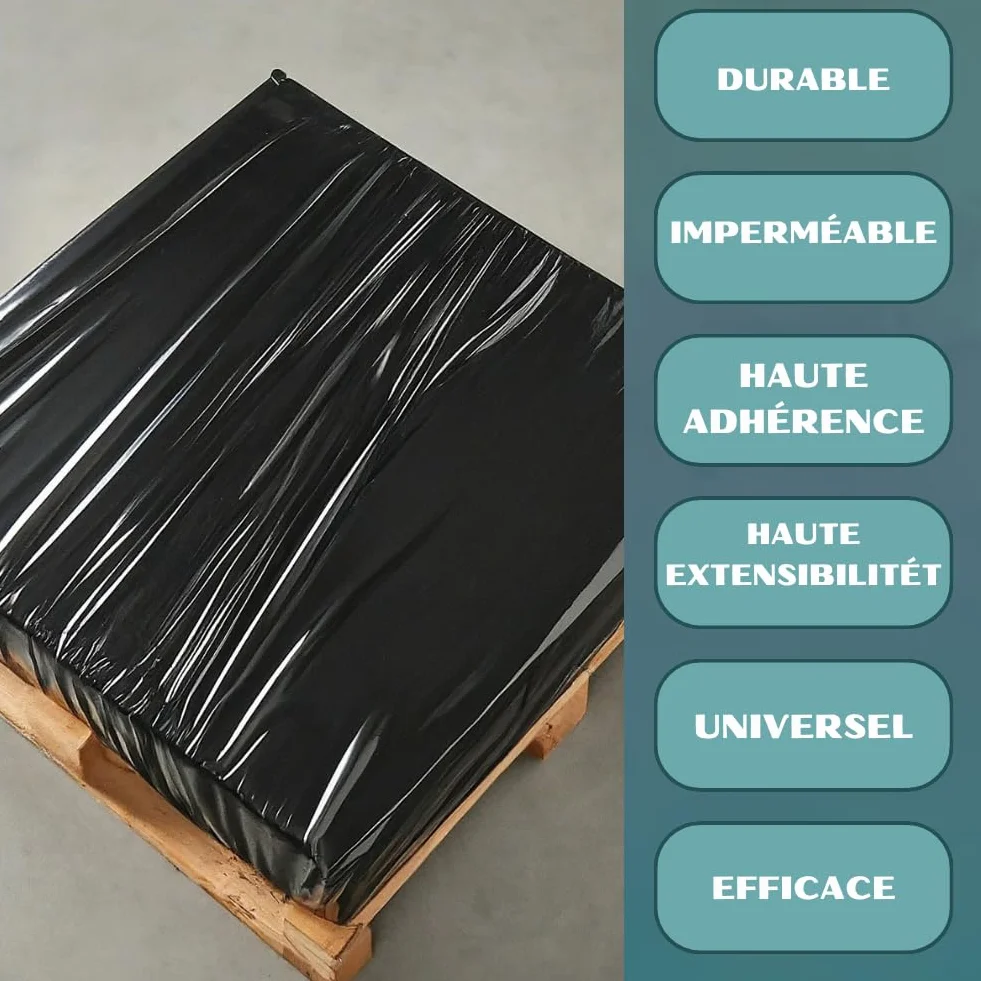 RAGO Film étirable noir 130 m 7,5 × 7,5 × 40 cm pour déménagement et protection colis