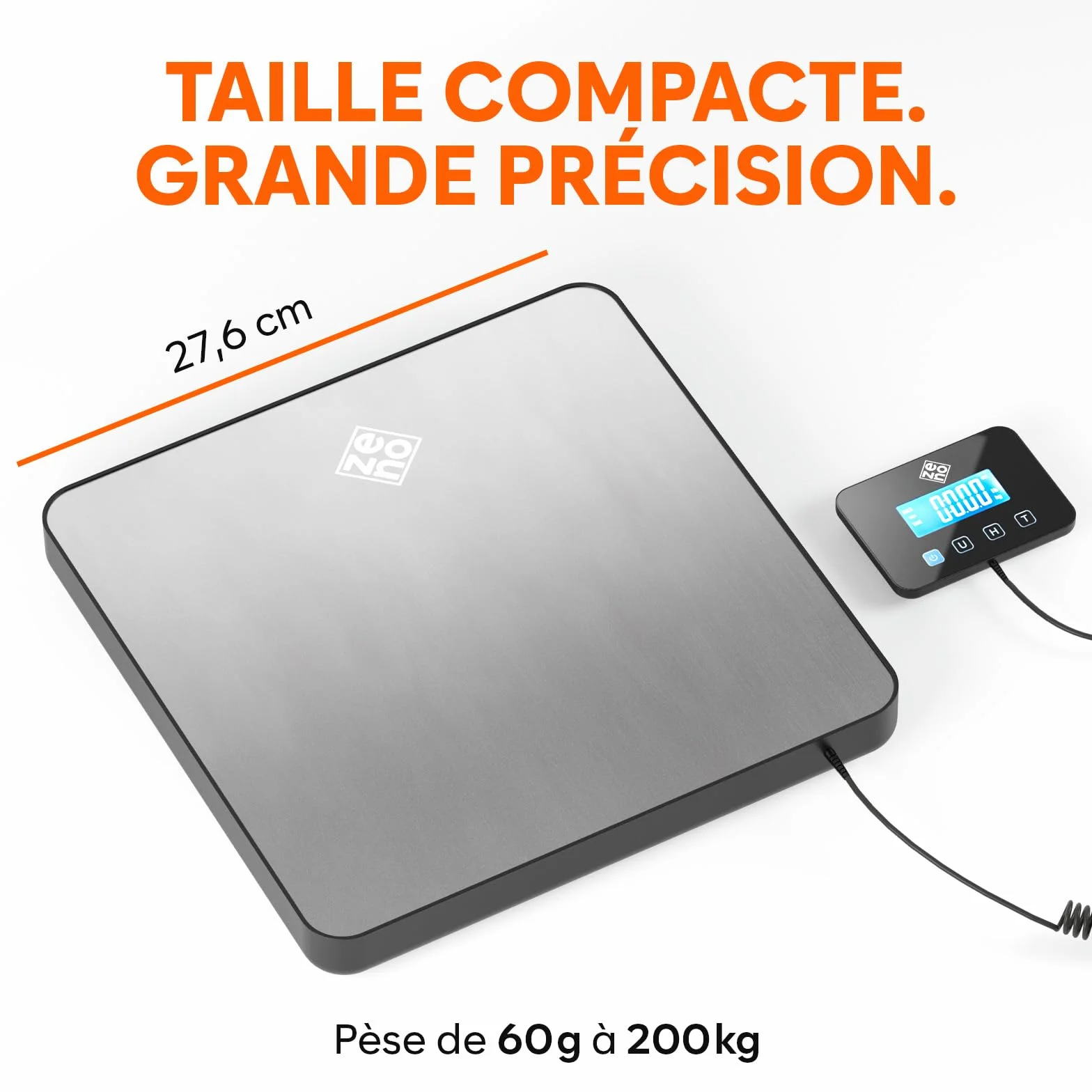 Balance Colis Électronique 200 kg/10 g avec Hold/Tare Professionnelle Industrielle Argent