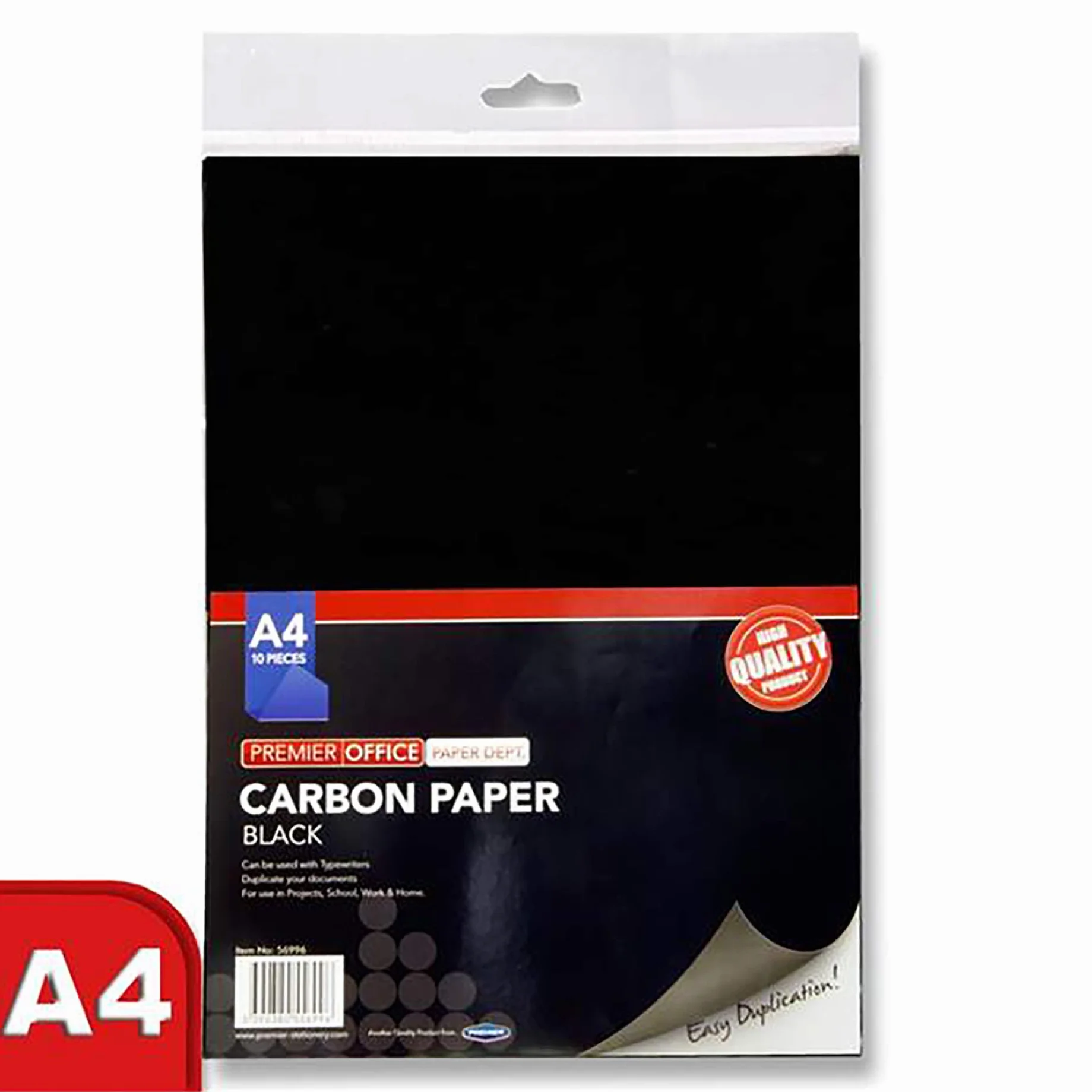Papier carbone A4 Noir Lot de 10 feuilles