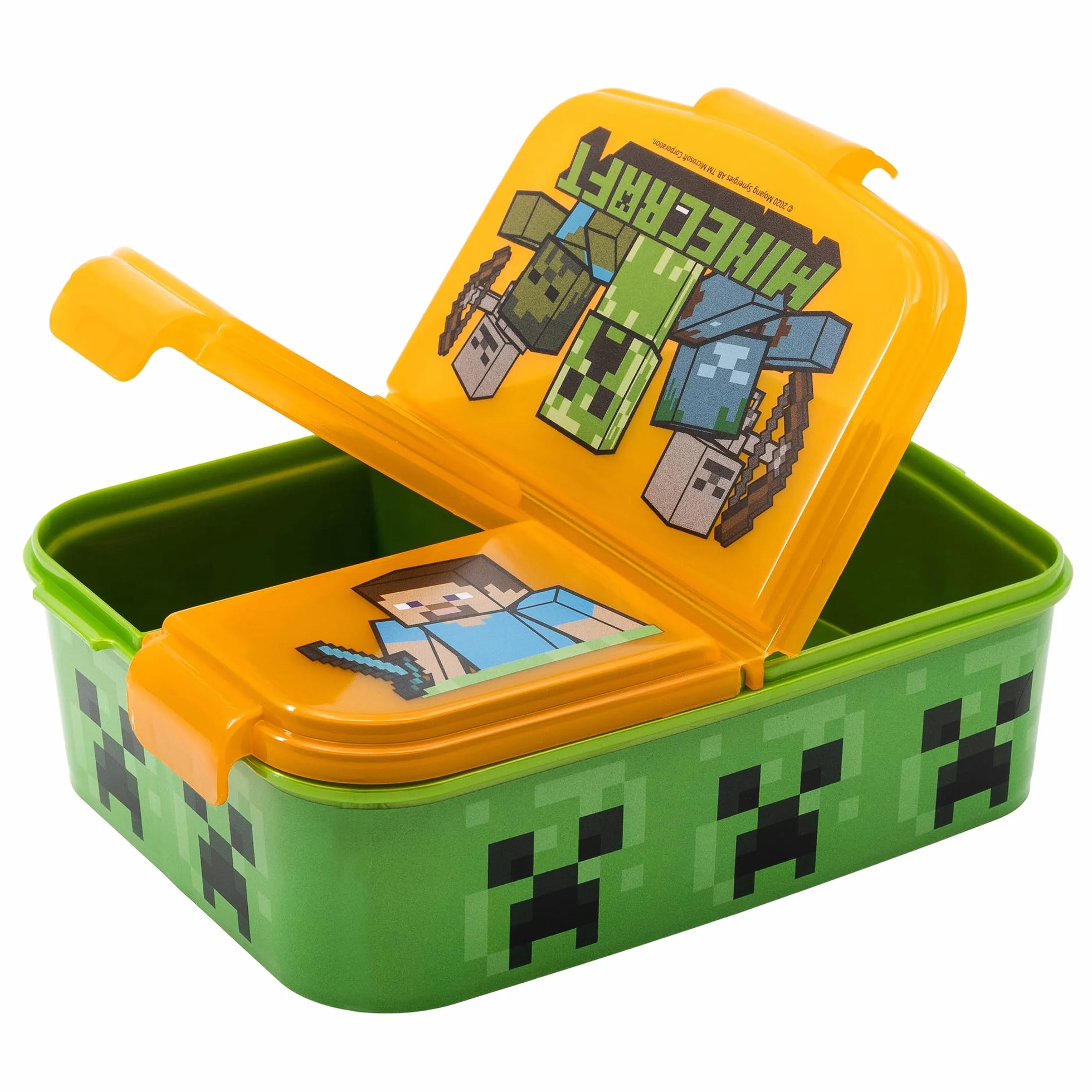 STOR Boîte à Sandwich Minecraft Enfant 3 Compartiments 2156ml - Lunch Box Scolaire sans BPA