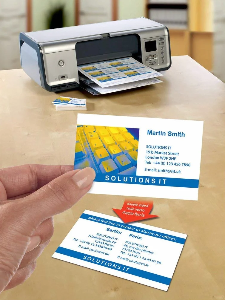 AVERY Pochette 80 cartes de visite bords lisses imprimables recto verso carte blanche mate 260g/m² 85 x 54 mm impression jet d'encre