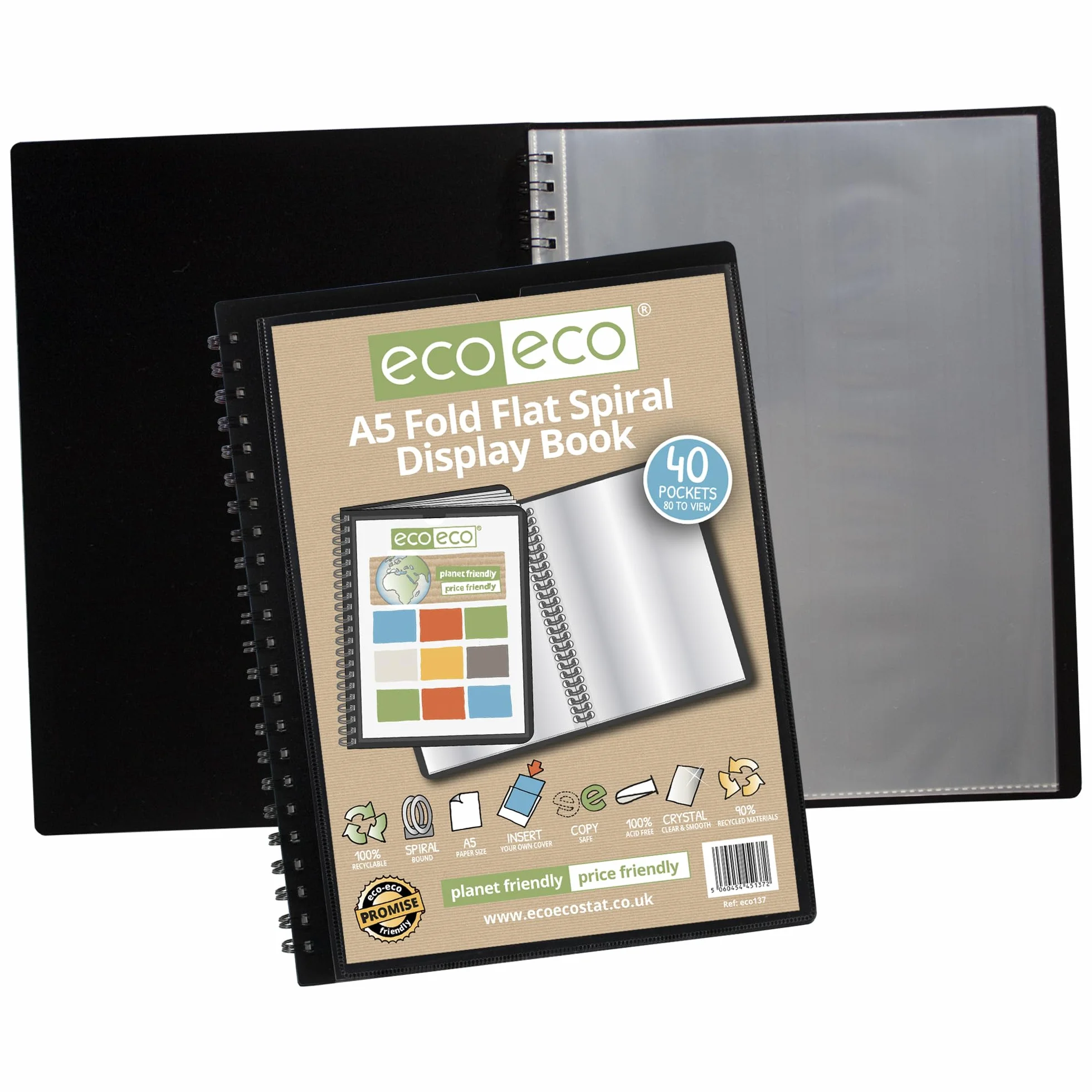 Eco137x2 Lot de 2 protège-documents A5 50% recyclés 40 pochettes