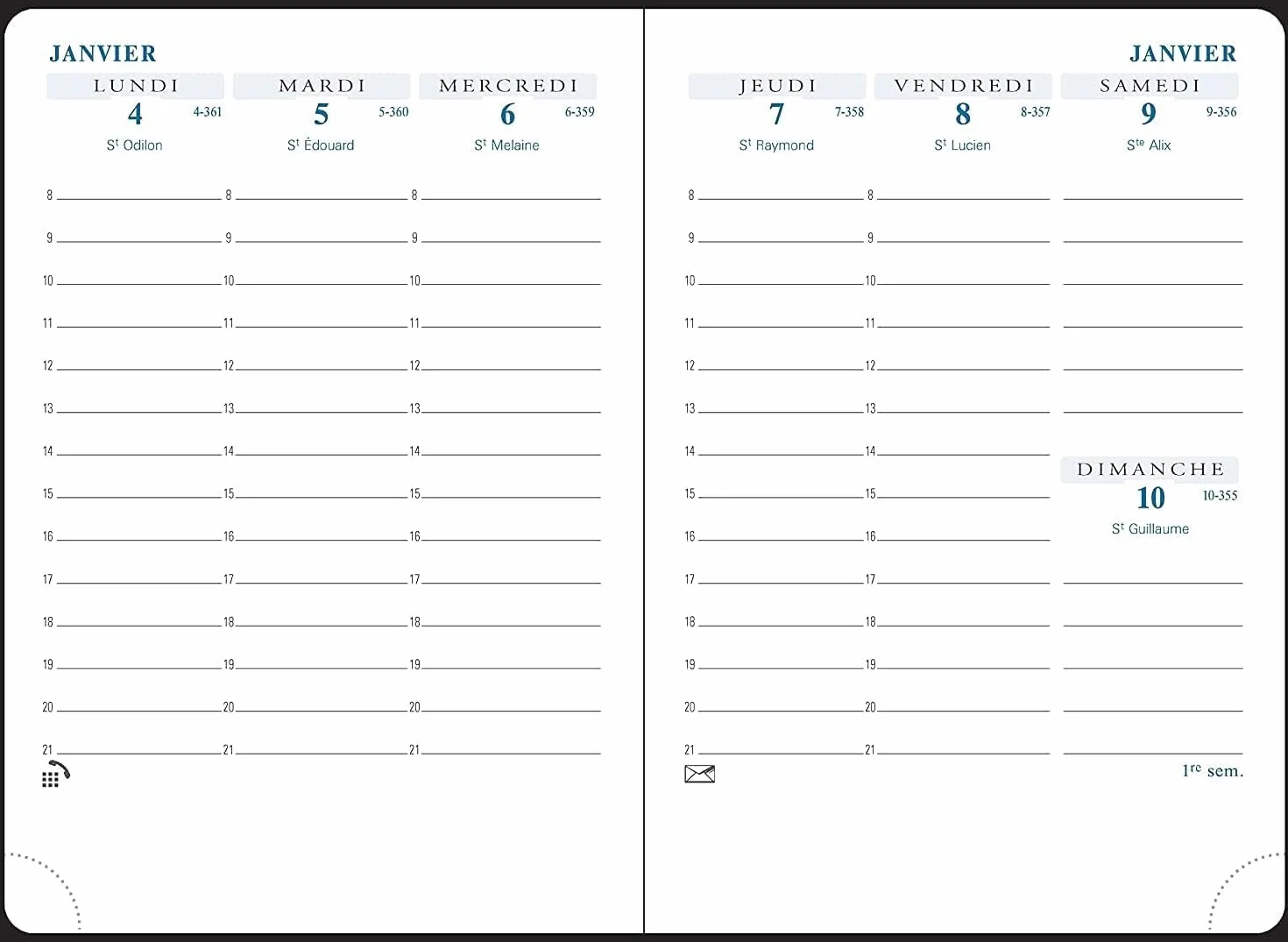 Exacompta Agenda Semainier Winner 1 Semaine Sur 2 Pages 9 cm x 13 cm Couverture Amovible Août 2026-2027