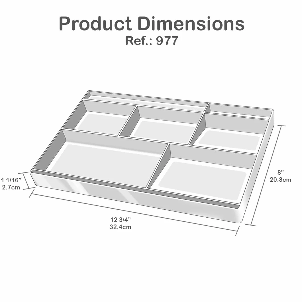 Acrimet Plateau Organisateur 8 compartiments Plastique 32,4x20,3x2,7 cm Bleu Uni