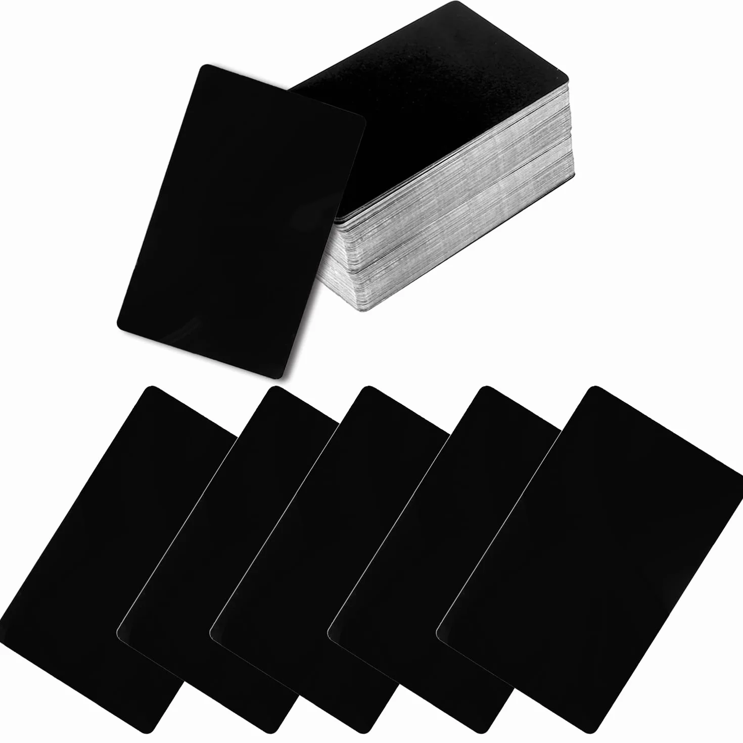 Cartes de visite vierges en métal aluminium 0,2 mm gravées au laser noires pour bureau
