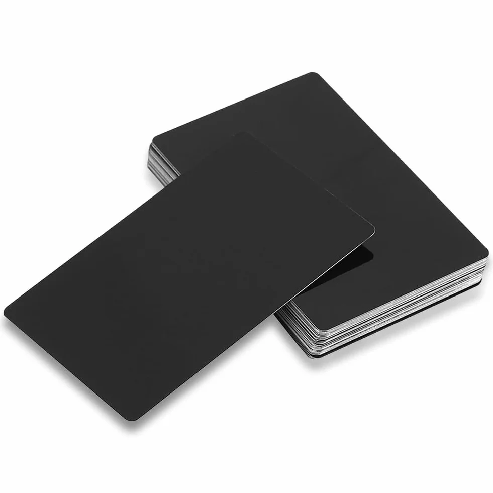 Joyzan 50 Pièce Carte Visite Métal, Laser Gravé Alliage Aluminium Cadeaux Vierge