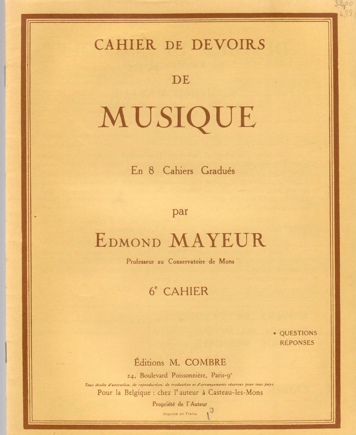 Cahier de devoirs de musique Cahier 6 - 8 cahiers gradués