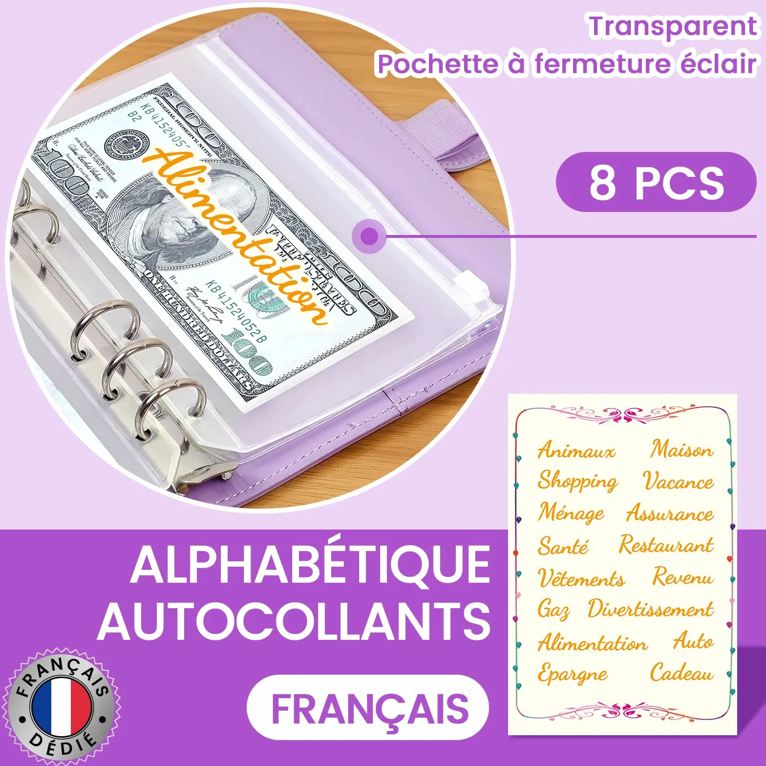Classeur Budget Francais A6 Enveloppe Violet Carnet Organisateur