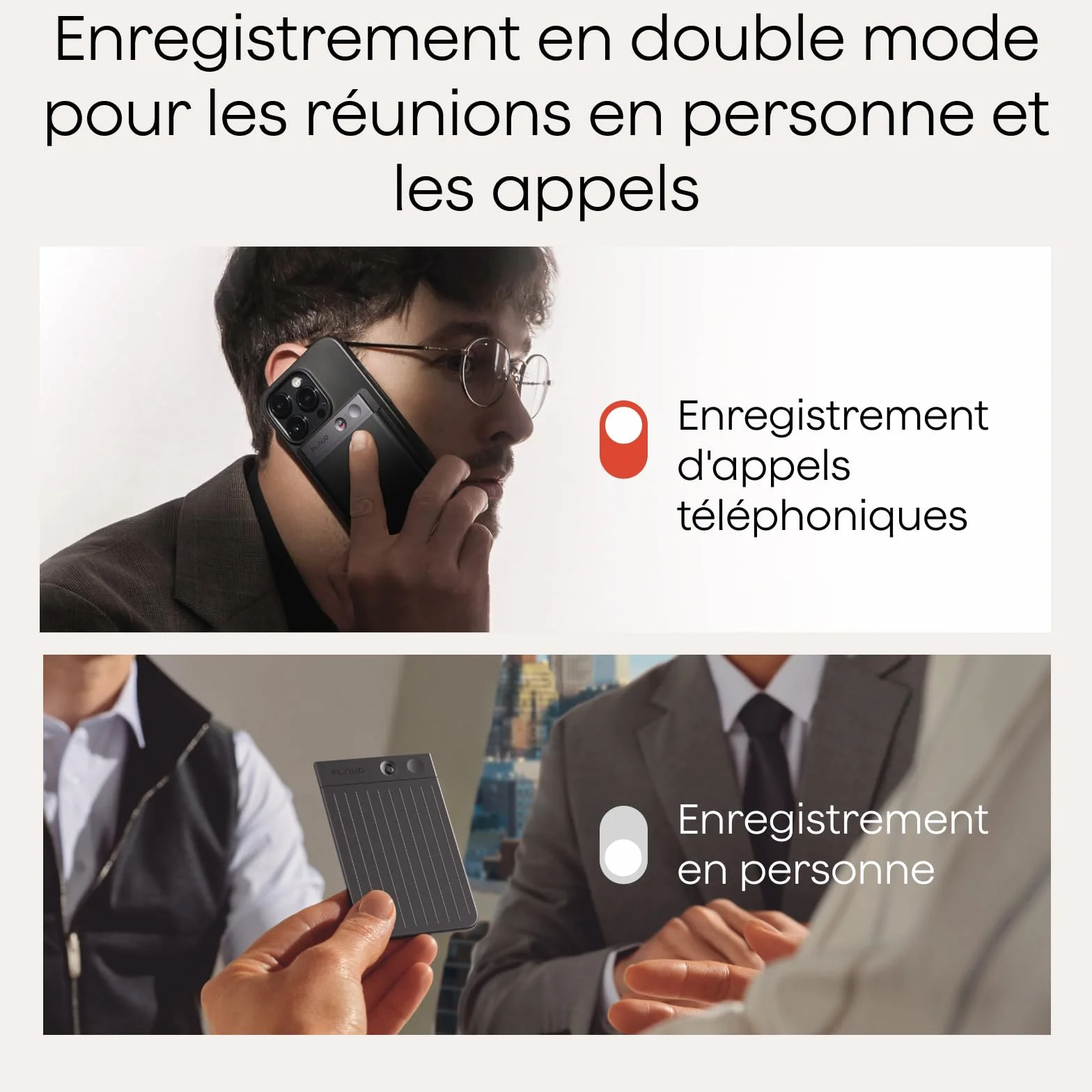 Plaud Note Enregistreur Vocal IA avec Étui Dictaphone Numérique Transcription Résumé 112 Langues Conférences Réunions