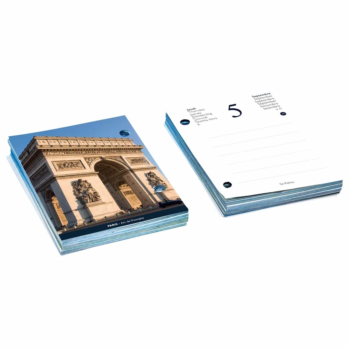 DRAEGER PARIS 1886 Recharge Éphéméride Agenda Yvon 2024-365 Feuillets Photos Chats Multilingue Français Anglais Espagnol Compatible Socle Bambou 11x1.5x16cm
