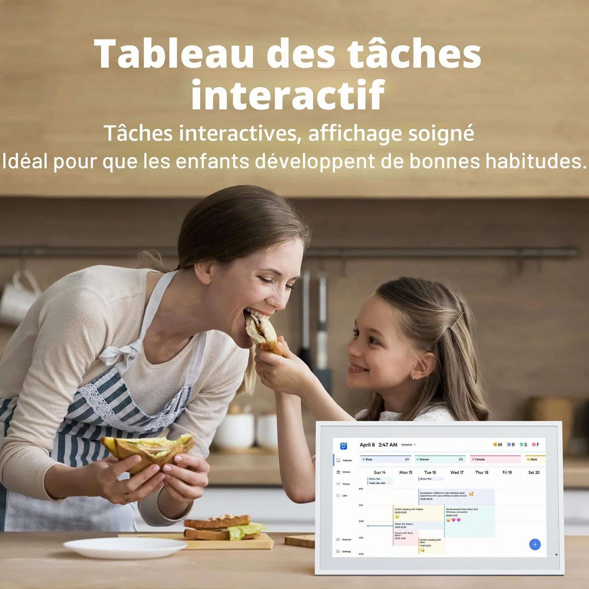 Dragon Touch Calendrier Numérique 21,5" 1920x1080 FHD Écran Tactile Mémoire 32 Go TM21 Blanc