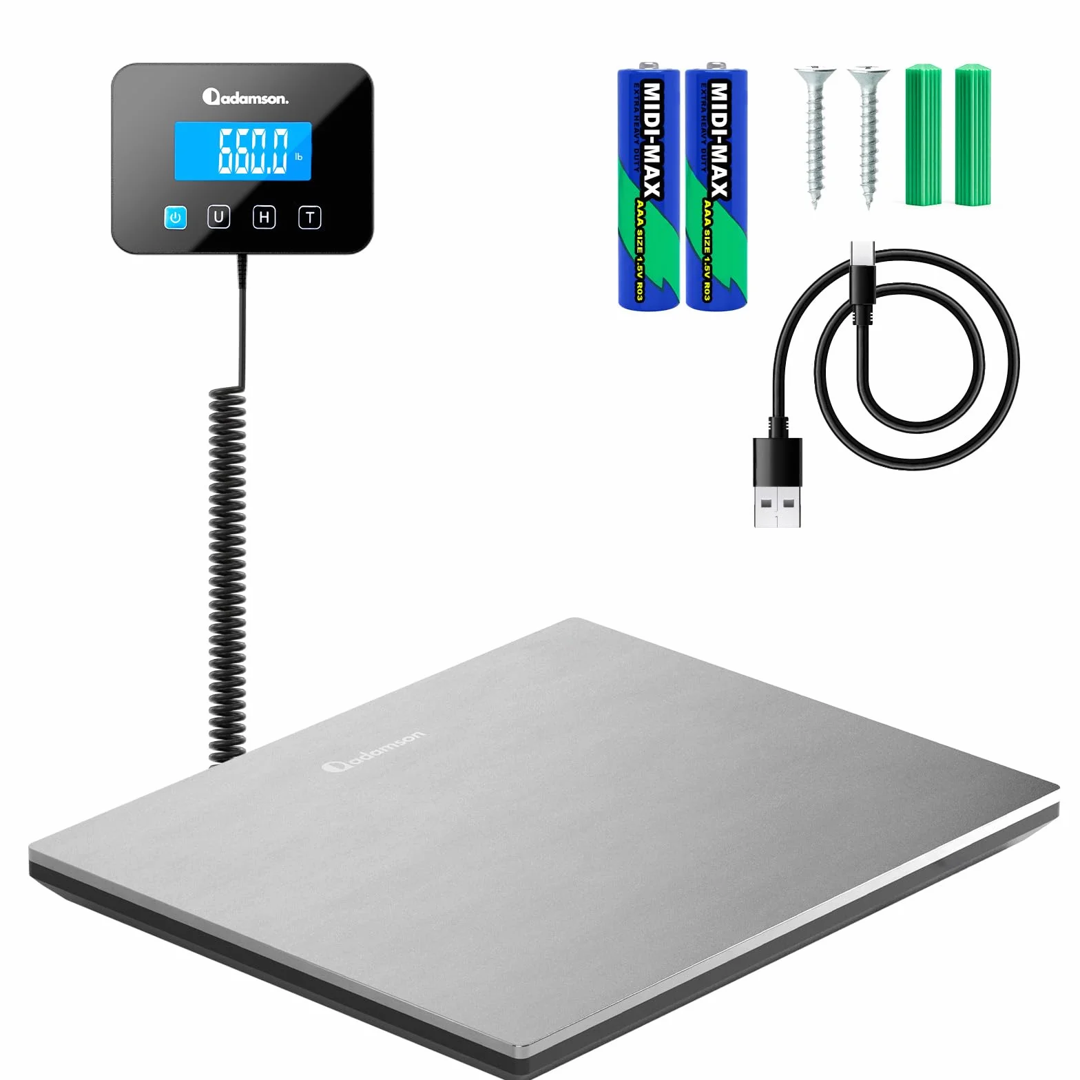 Balance Colis Électronique 300 kg Professionnelle Industrielle avec Hold/Tare Argent Pile Câble Inclus