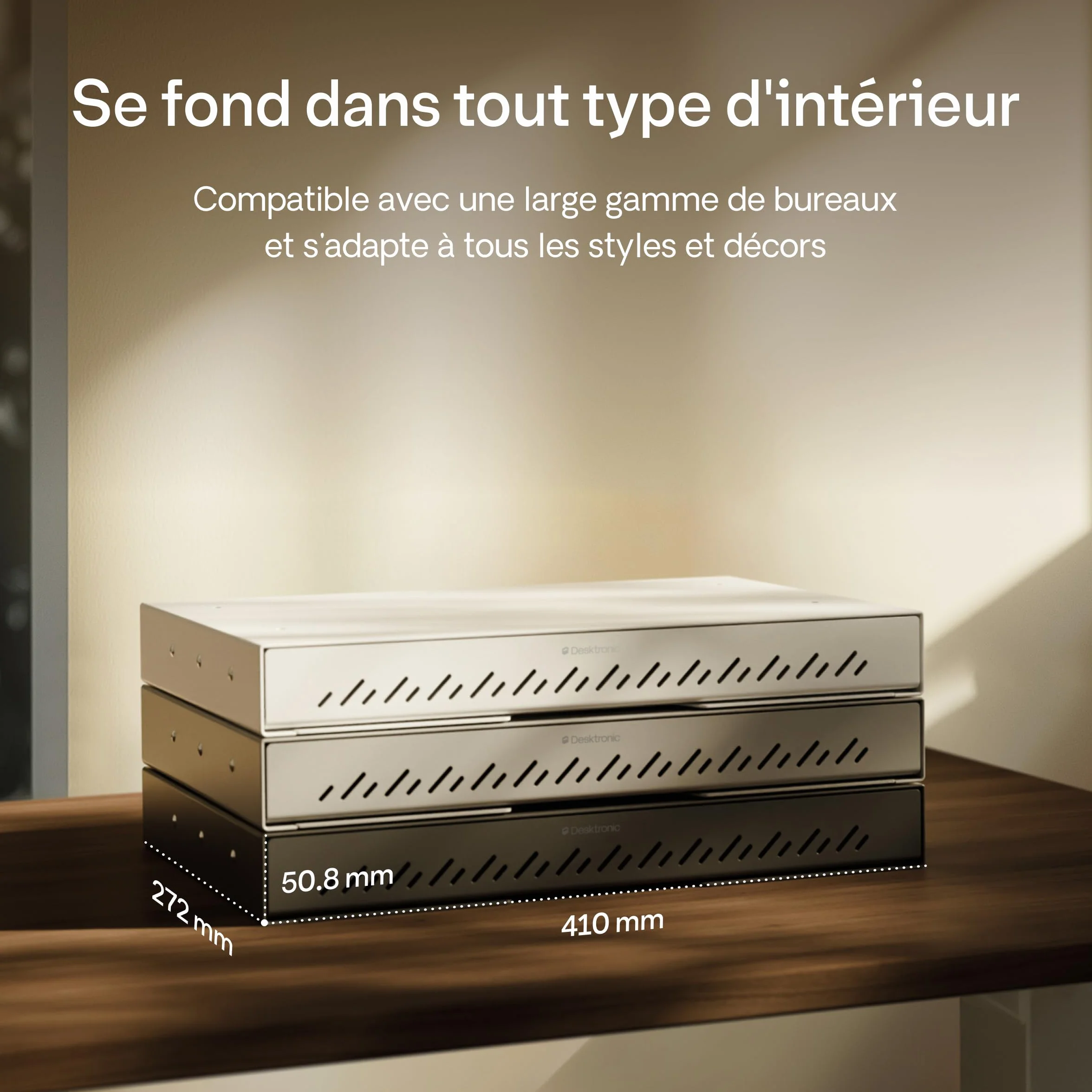 Desktronic Caisson de rangement sous bureau Tiroir en métal Noir