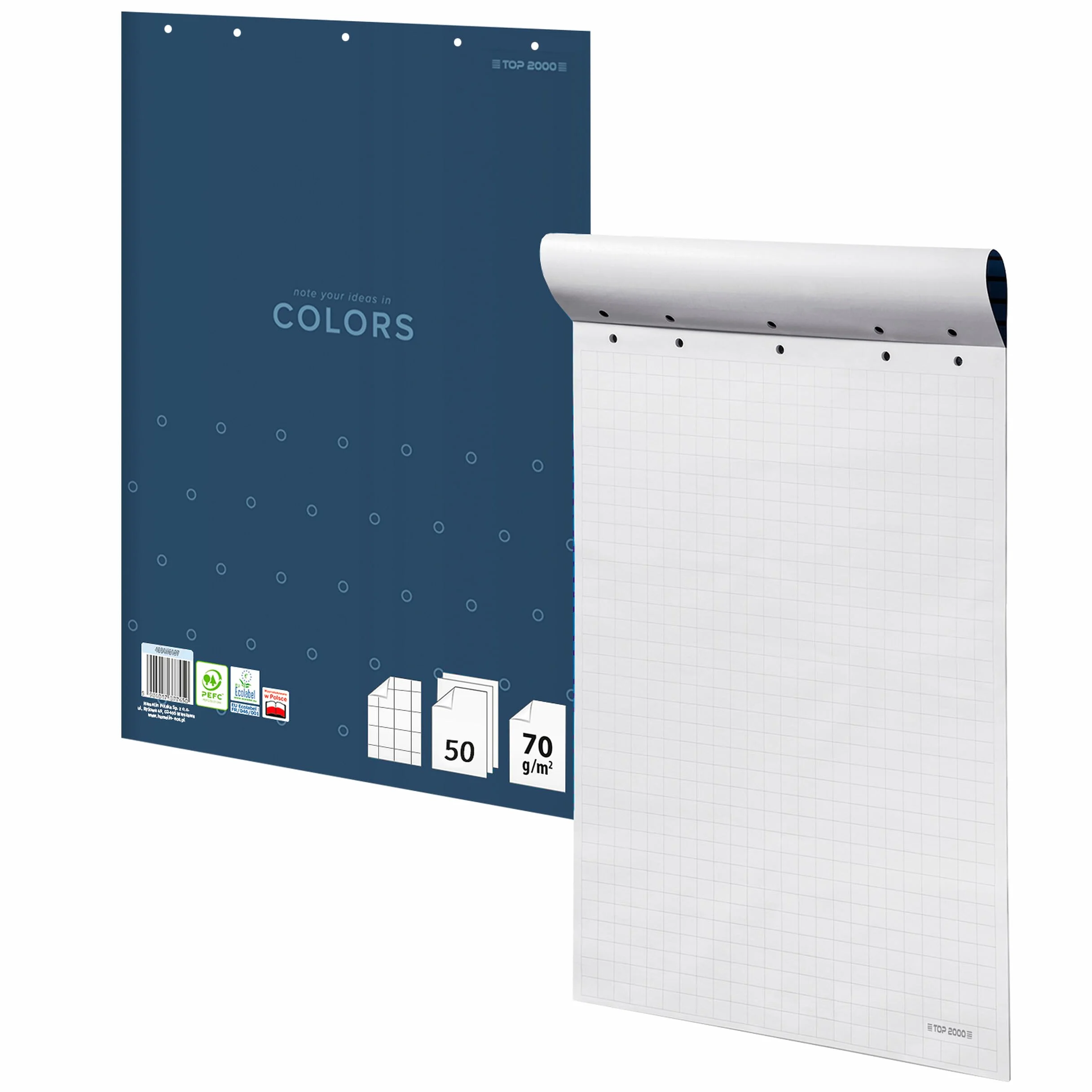 Papier tableau à carreaux 64 x 90 cm 50 feuilles 70 g/m² noir 1 pièce