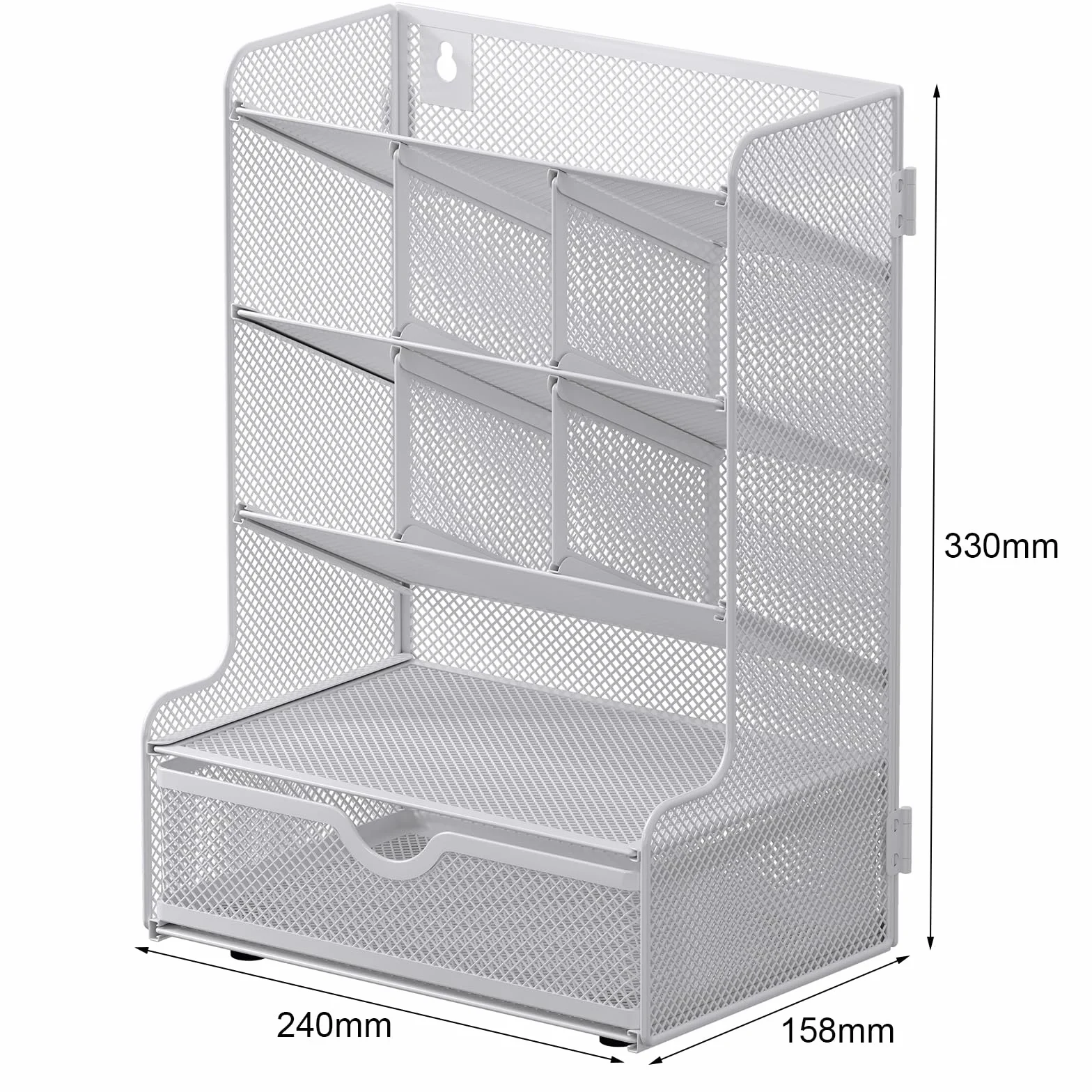 EasyPAG Organisateur de Bureau Métal 9 Compartiments avec Tiroir Blanc