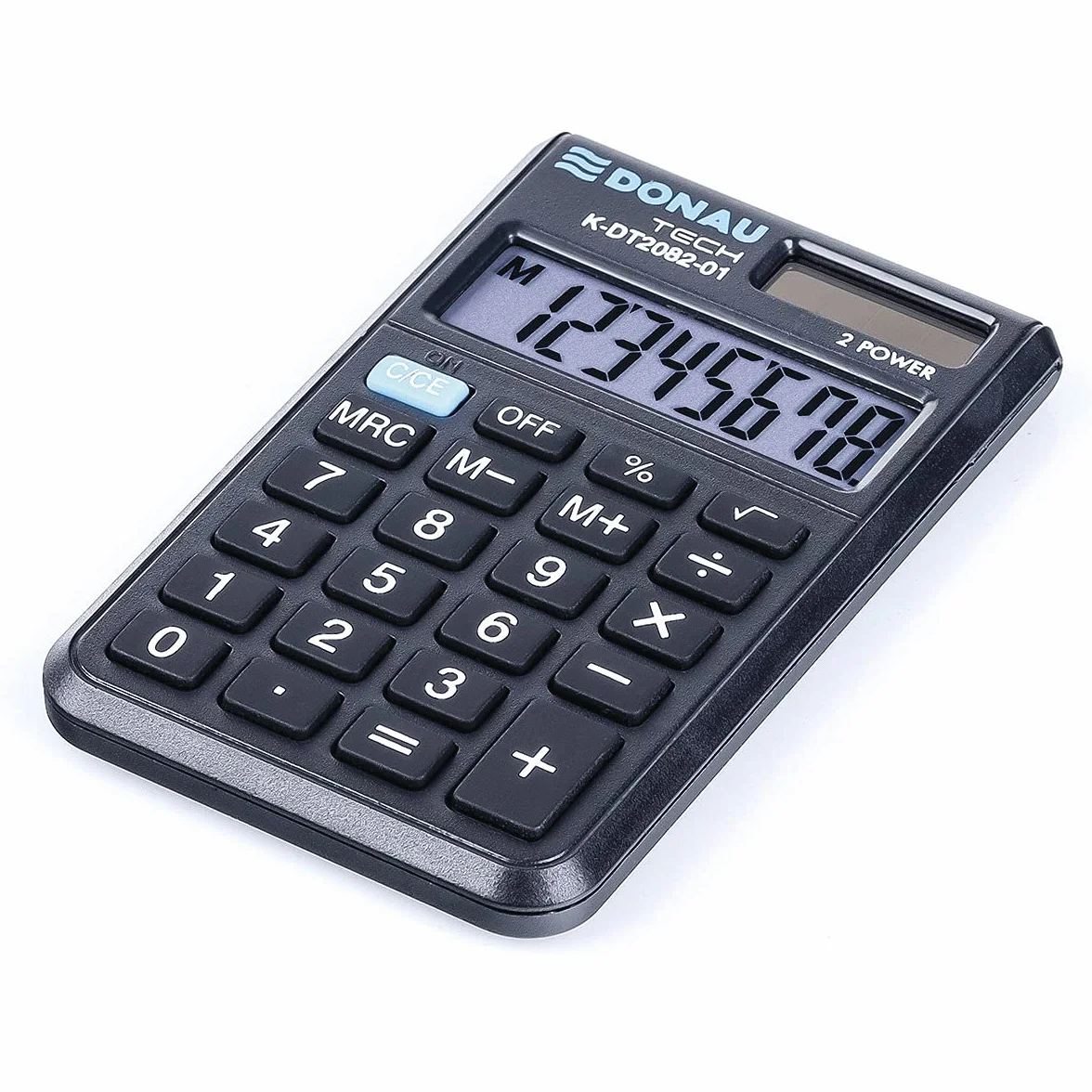 Calculatrice de Poche DONAU Tech K-DT2082-01 8 Chiffres Double Alimentation Design Compact Noir 97x60x11mm