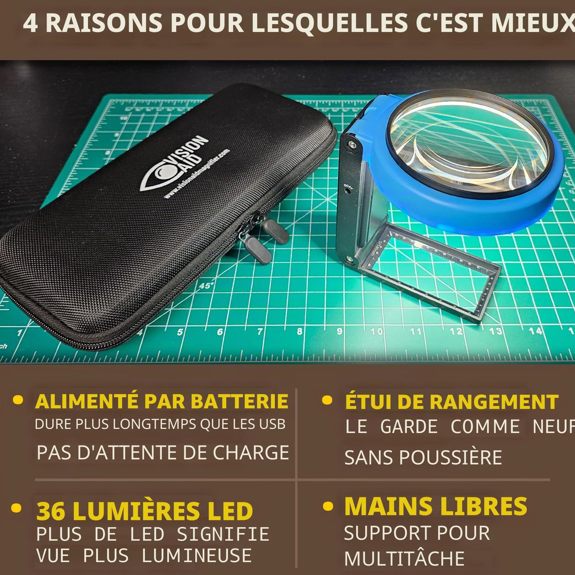 Loupe 30X avec 36 Lumières LED Ultra-Brillantes et étui de Rangement | Loupe Mains Libres pour la Lecture, l'artisanat, Les Loisirs