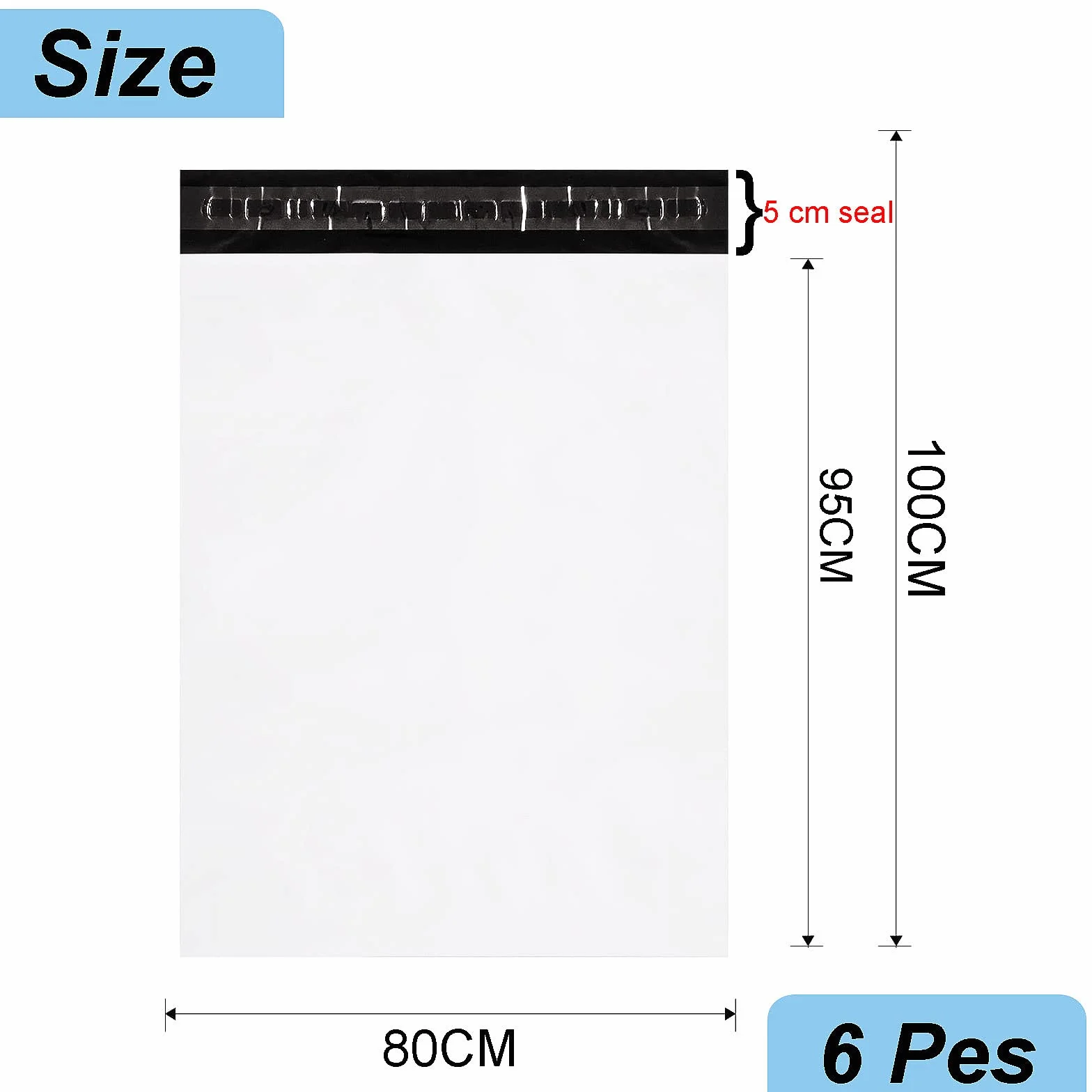 Blanc Grand Enveloppe Plastique Expedition Pochette Envoie Colis 31"x37" Sac Autoadhésive Opaques Etanches 6 Pièces