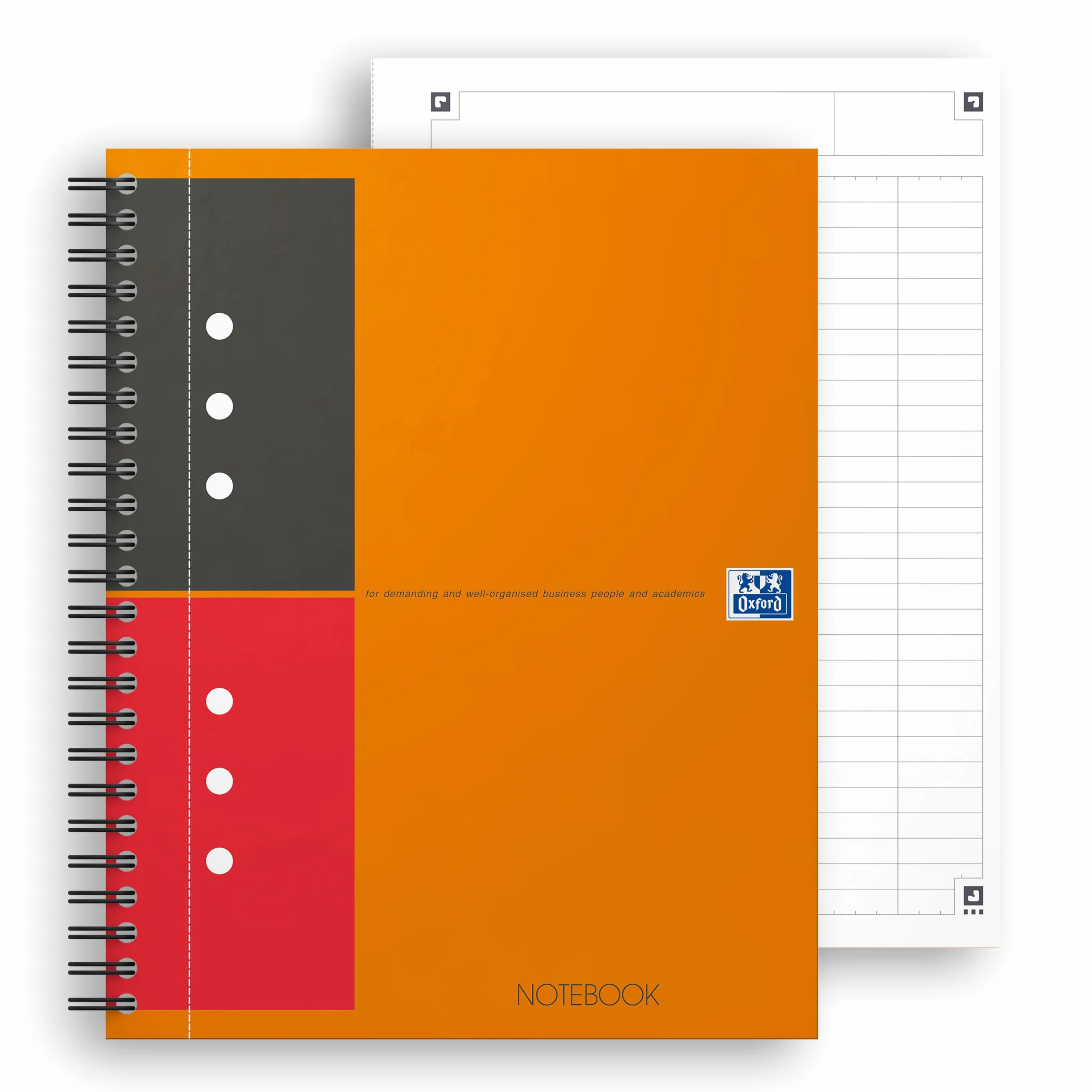 OXFORD Cahier International A5+ Ligné 6mm 160 Pages Reliure Intégrale Orange