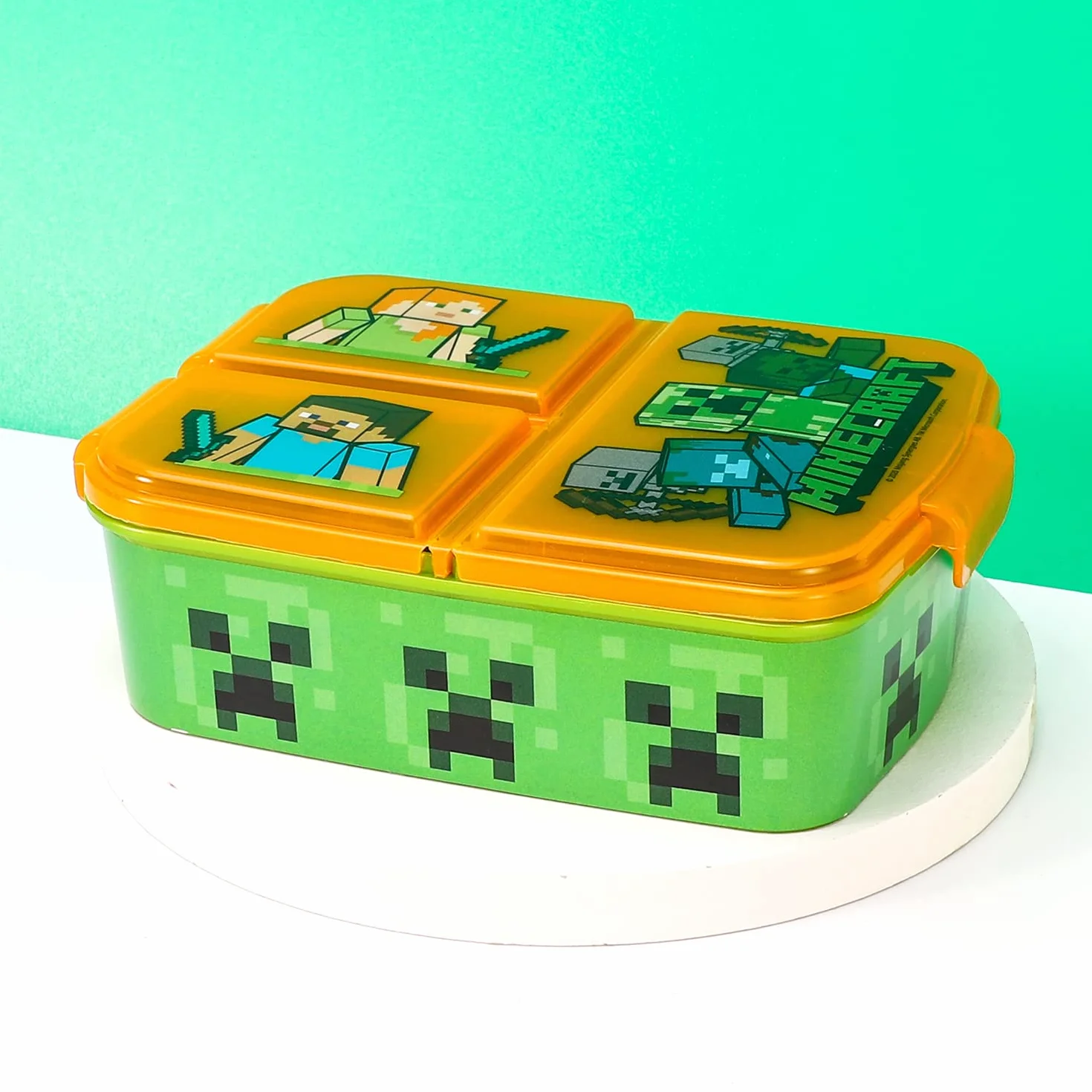 STOR Boîte à Sandwich Minecraft Enfant 3 Compartiments 2156ml - Lunch Box Scolaire sans BPA