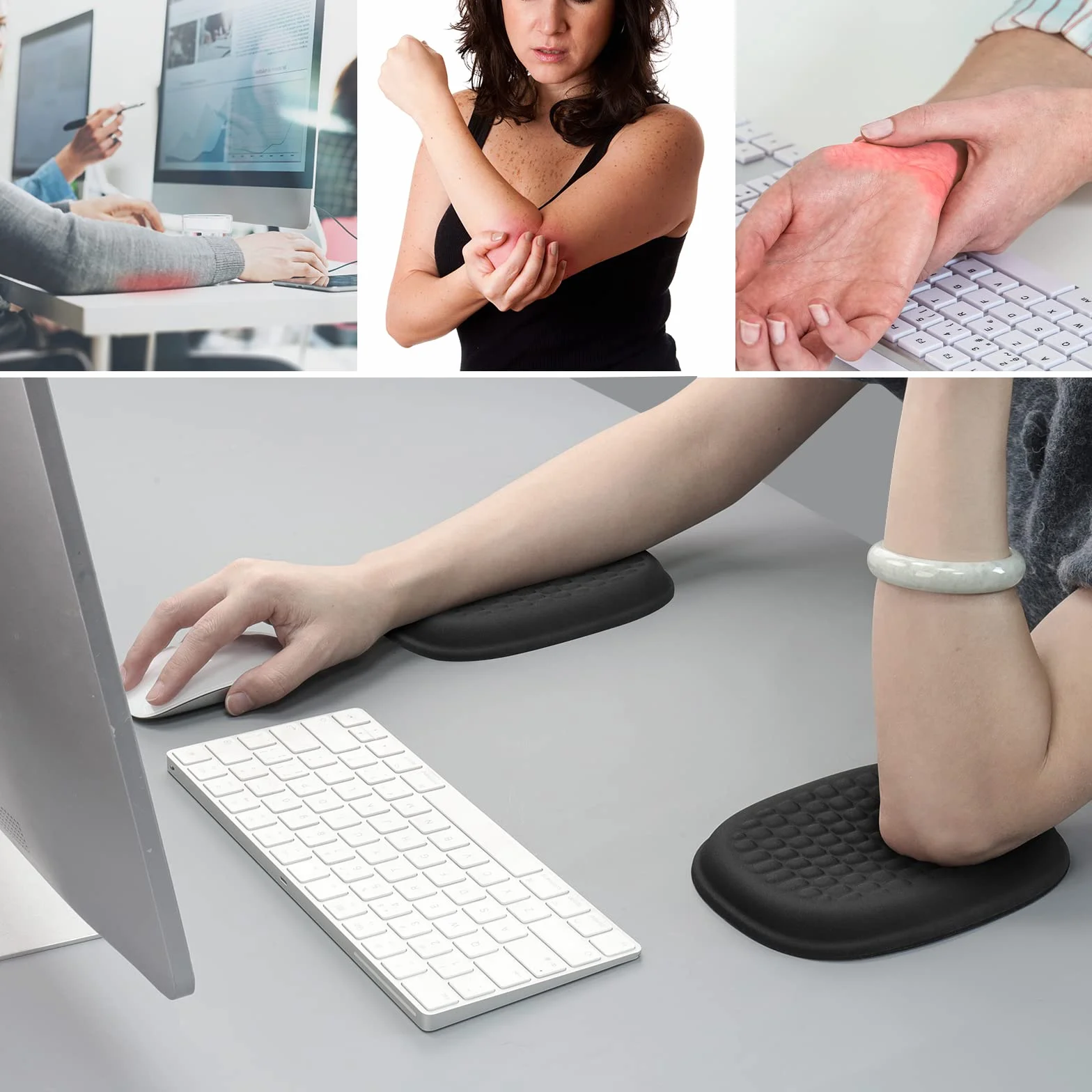Vaydeer Coussin de Coudes Ergonomique Gel et Mousse à Mémoire de Forme pour Bureau Gaming Ordinateur Portable Mac Noir