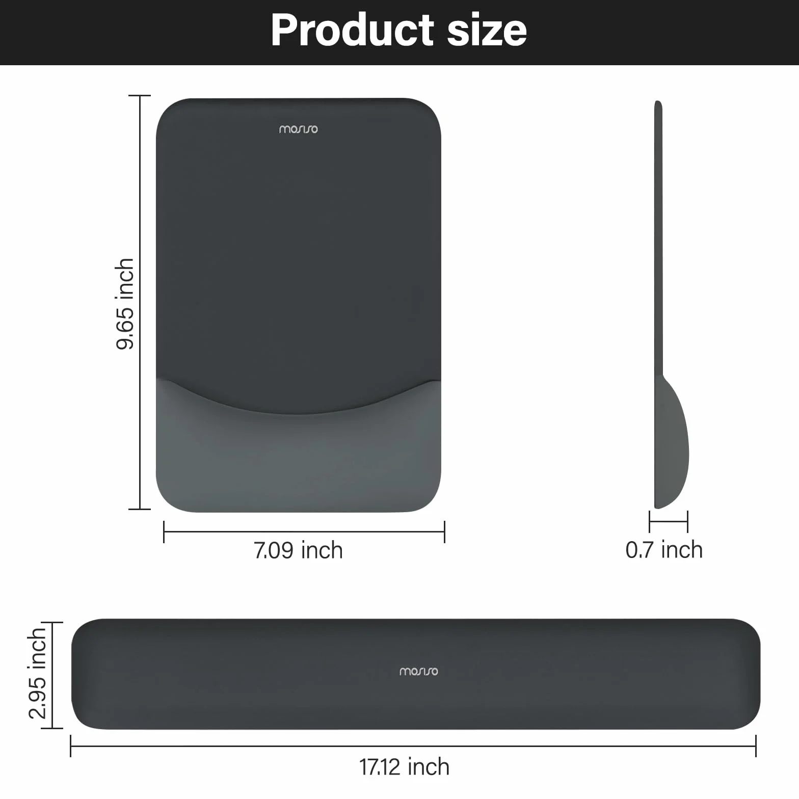 MOSISO Repose-Poignet pour Tapis de Souris et Clavier Set, Ergonomique Antidérapant Rectangle, Gris Ardoise