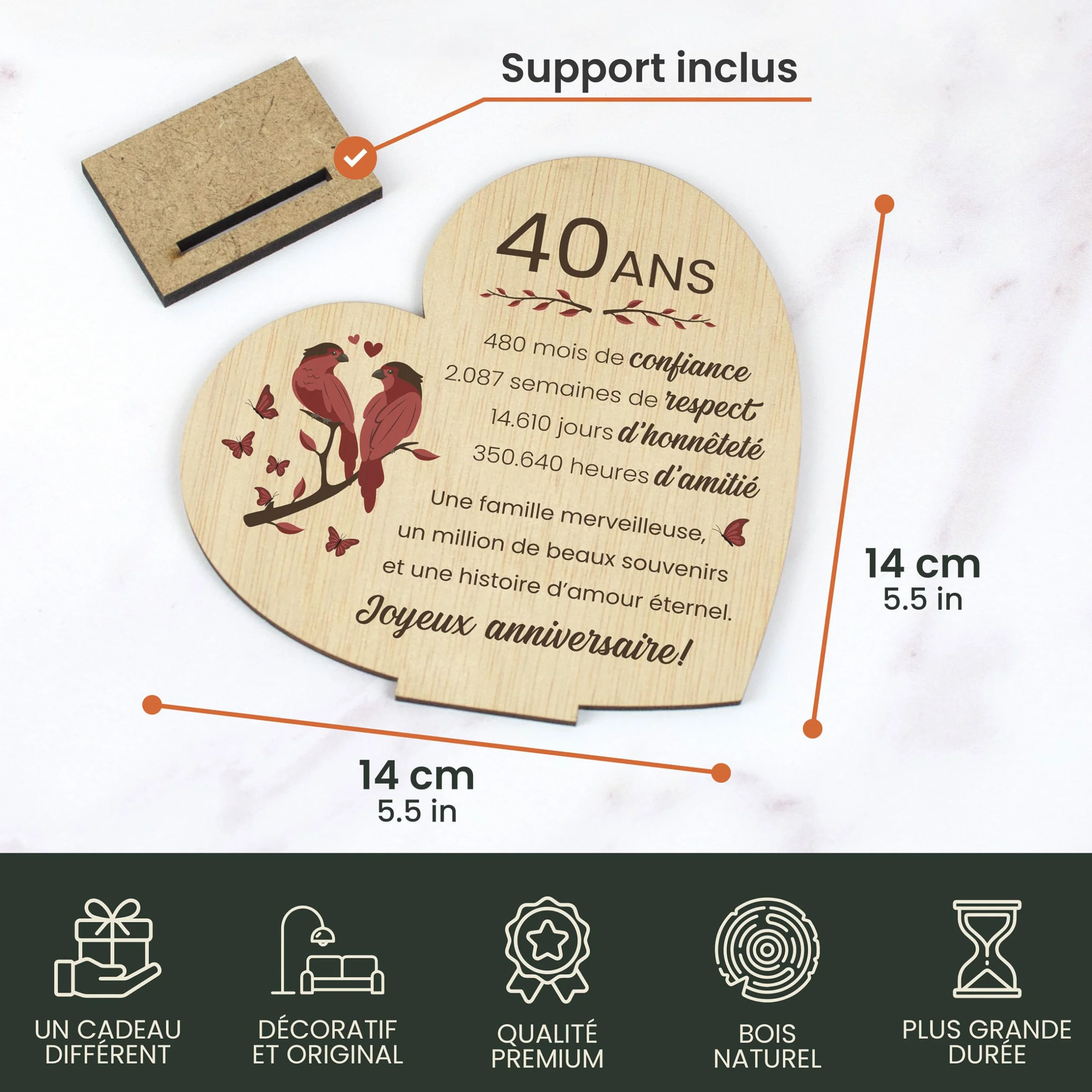 CONTRAXT Cadeau 40 Ans de Mariage Noces d'Émeraude Idée Originale pour 40ème Anniversaire