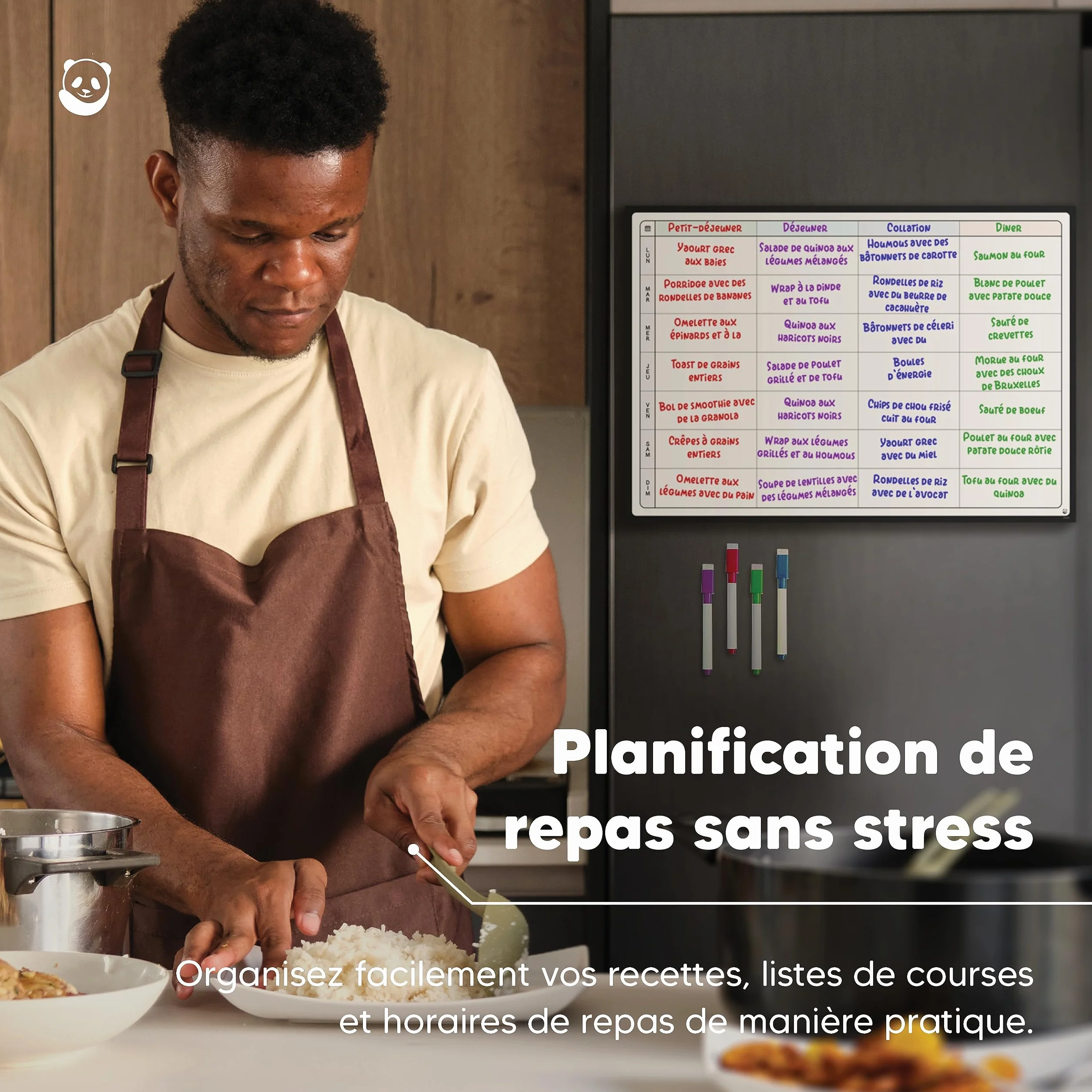 Smart Panda A3 Tableau Planificateur Magnétique Grand Calendrier Hebdomadaire Frigo Français